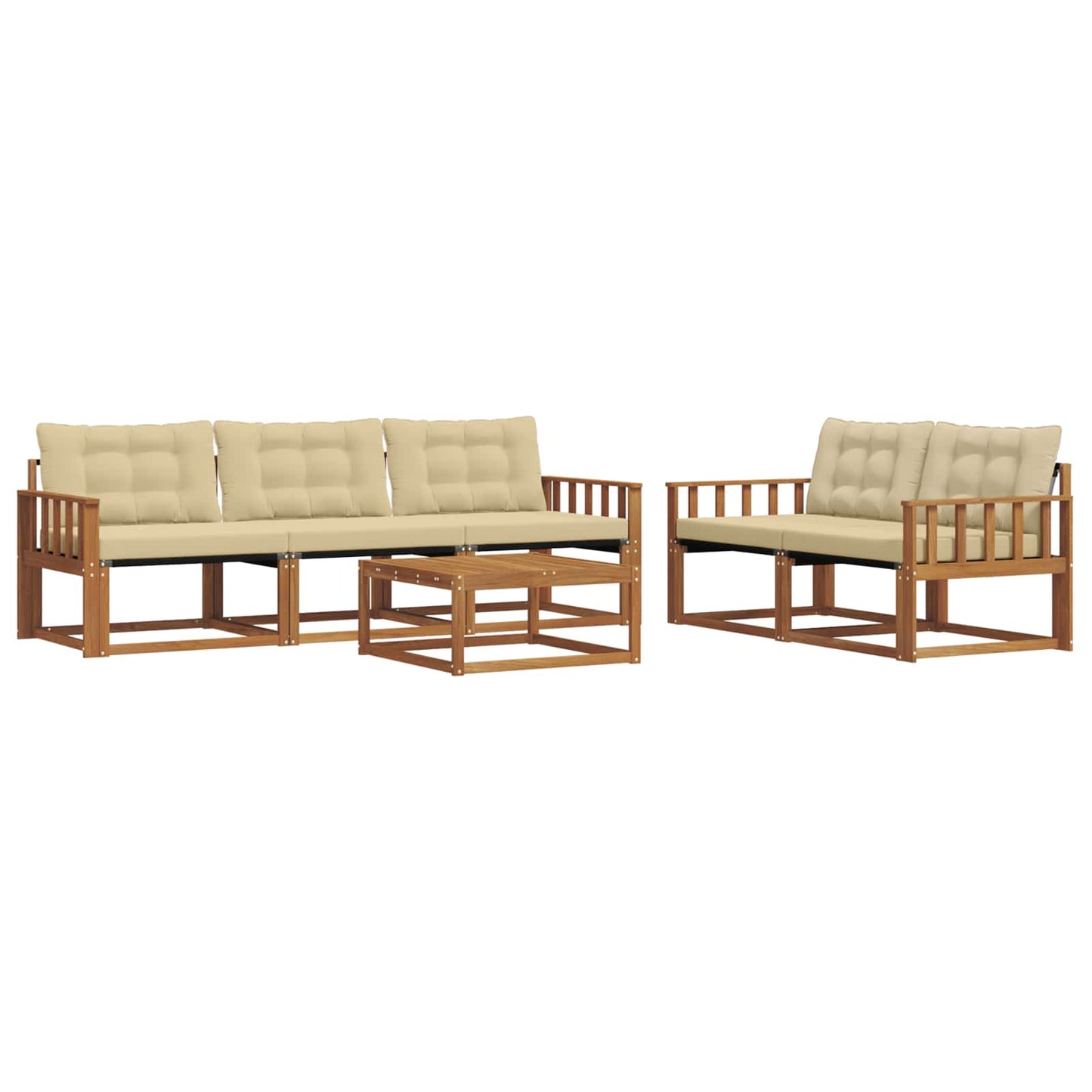 vidaXL Σειρά Καναπέ Εξωτερικού με μαξιλάρι 6 pcs Φυσικό και Μπεζ