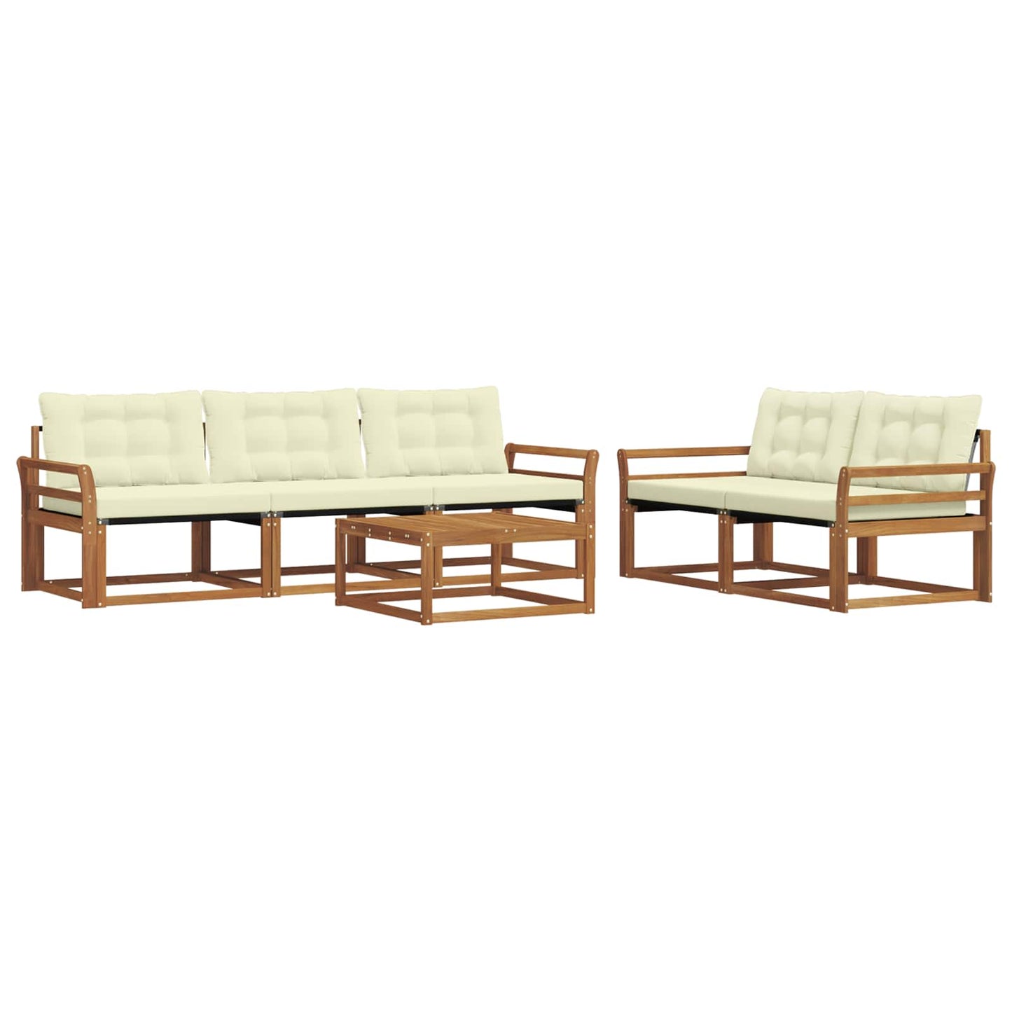 vidaXL Σειρά Καναπέ Εξωτερικού με μαξιλάρι 6 pcs Φυσικό και Κρέμα