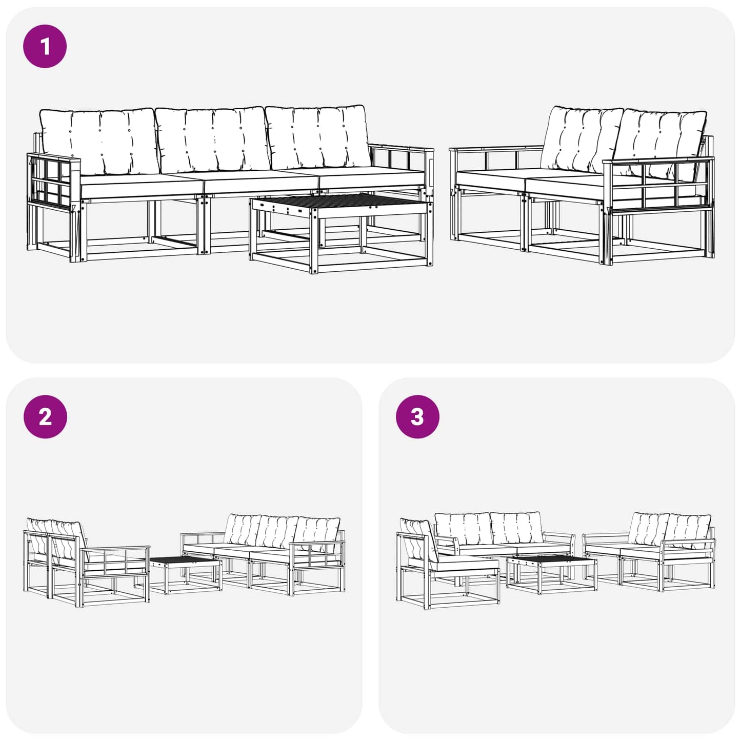 vidaXL Σειρά Καναπέ Εξωτερικού με μαξιλάρι 6 pcs Φυσικό και Κρέμα