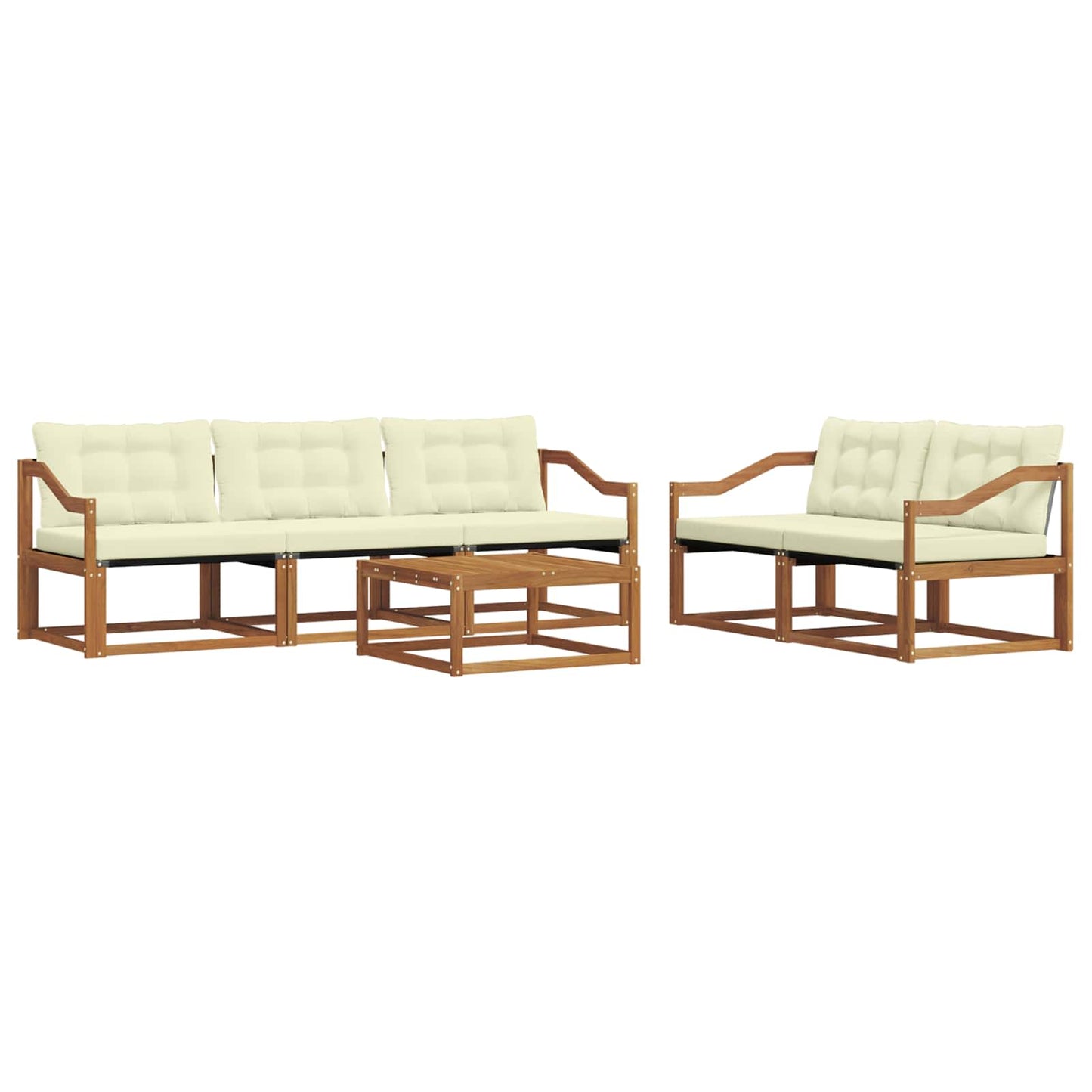 vidaXL Σειρά Καναπέ Εξωτερικού με μαξιλάρι 6 pcs Φυσικό και Κρέμα