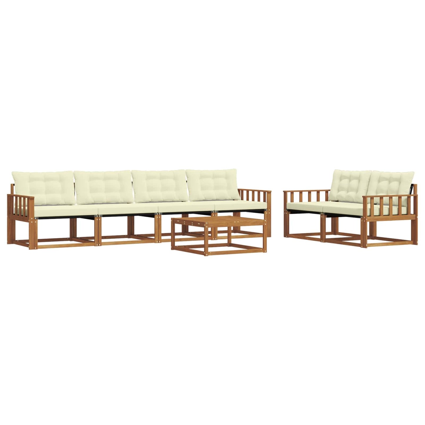 vidaXL Σειρά Καναπέ Εξωτερικού με μαξιλάρι 7 pcs Φυσικό και Κρέμα
