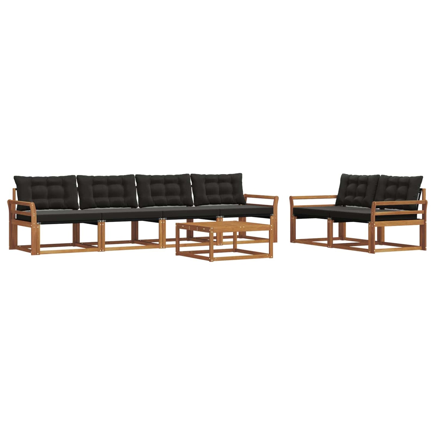 vidaXL Σειρά Καναπέ Εξωτερικού με μαξιλάρι 7 pcs Φυσικό και Μαύρο