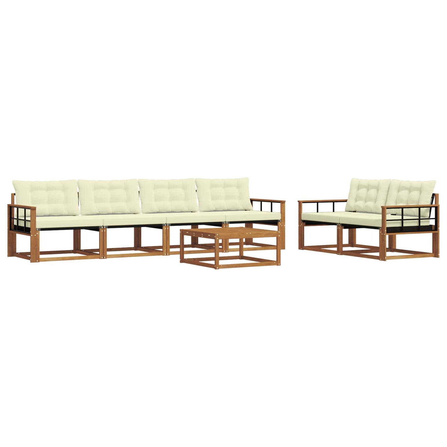vidaXL Σειρά Καναπέ Εξωτερικού με μαξιλάρι 7 pcs Φυσικό και Κρέμα