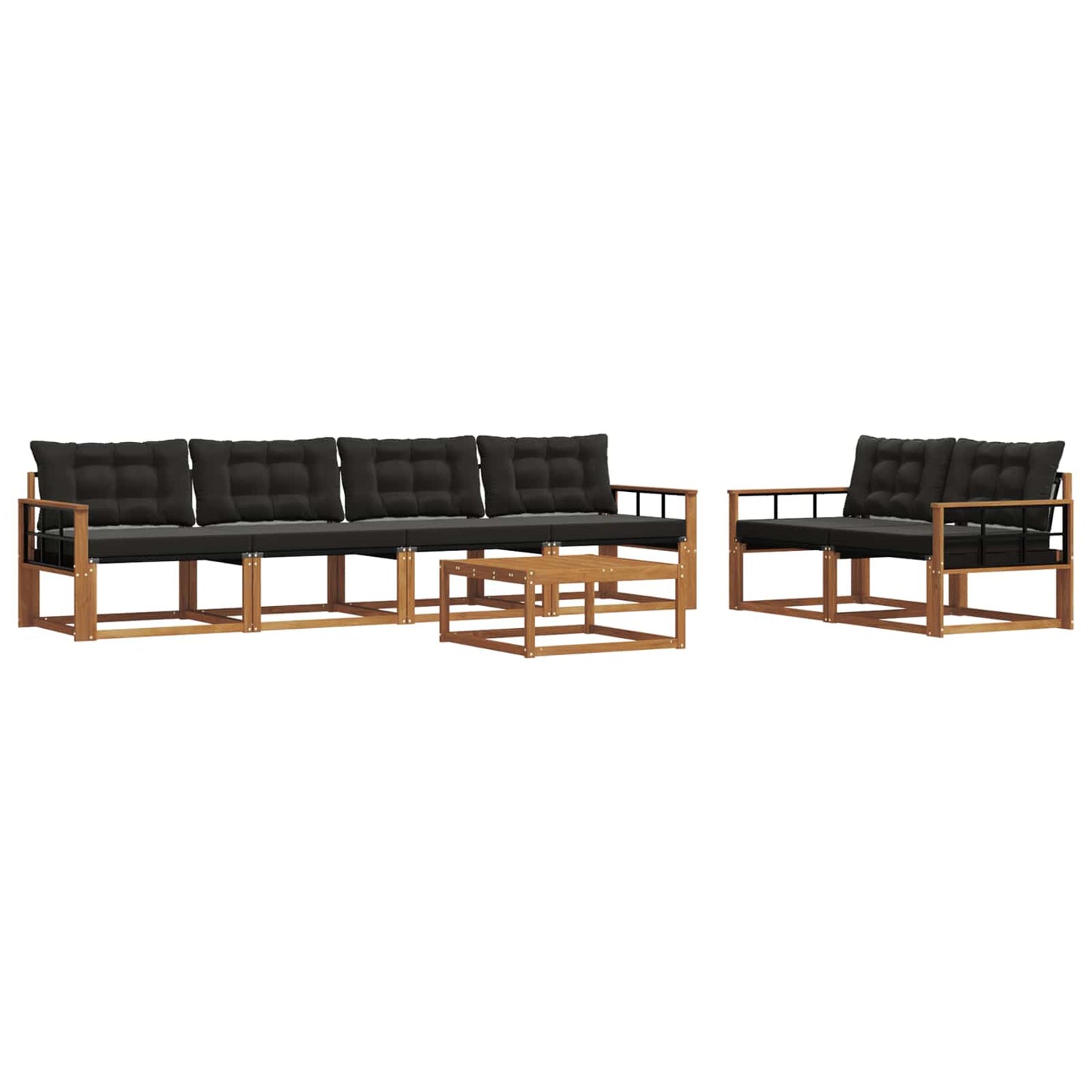 vidaXL Σειρά Καναπέ Εξωτερικού με μαξιλάρι 7 pcs Φυσικό και Μαύρο