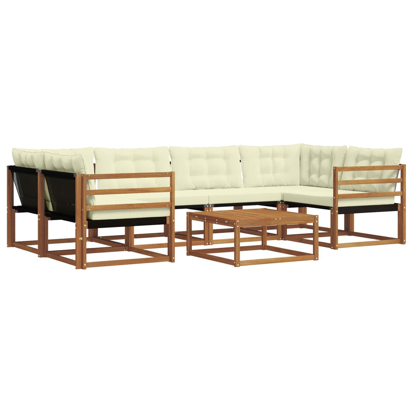 vidaXL Σειρά Καναπέ Εξωτερικού με μαξιλάρι 7 pcs Φυσικό και Κρέμα