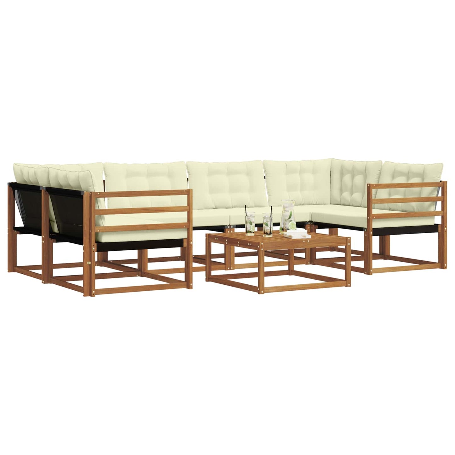 vidaXL Σειρά Καναπέ Εξωτερικού με μαξιλάρι 7 pcs Φυσικό και Κρέμα