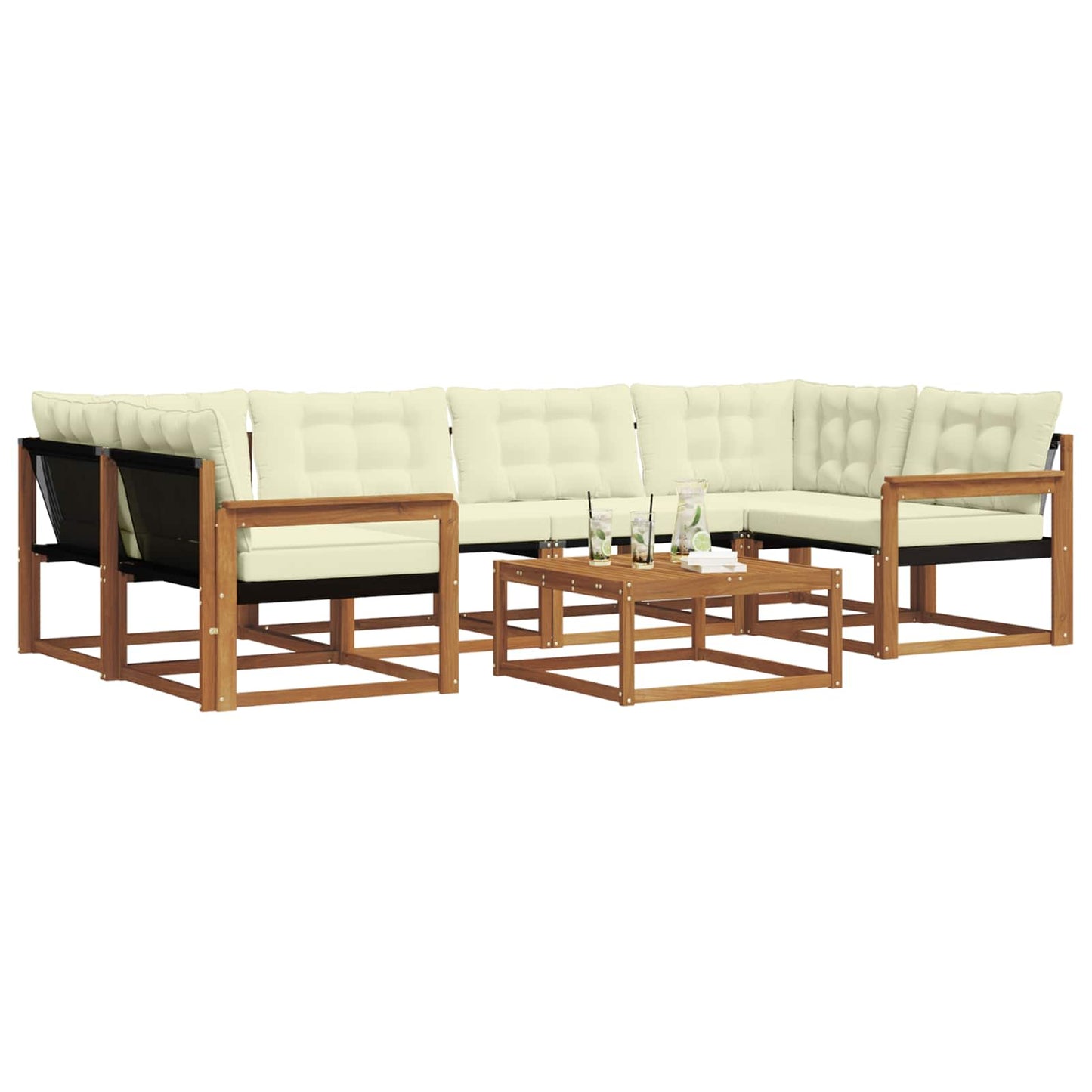 vidaXL Σειρά Καναπέ Εξωτερικού με μαξιλάρι 7 pcs Φυσικό και Κρέμα