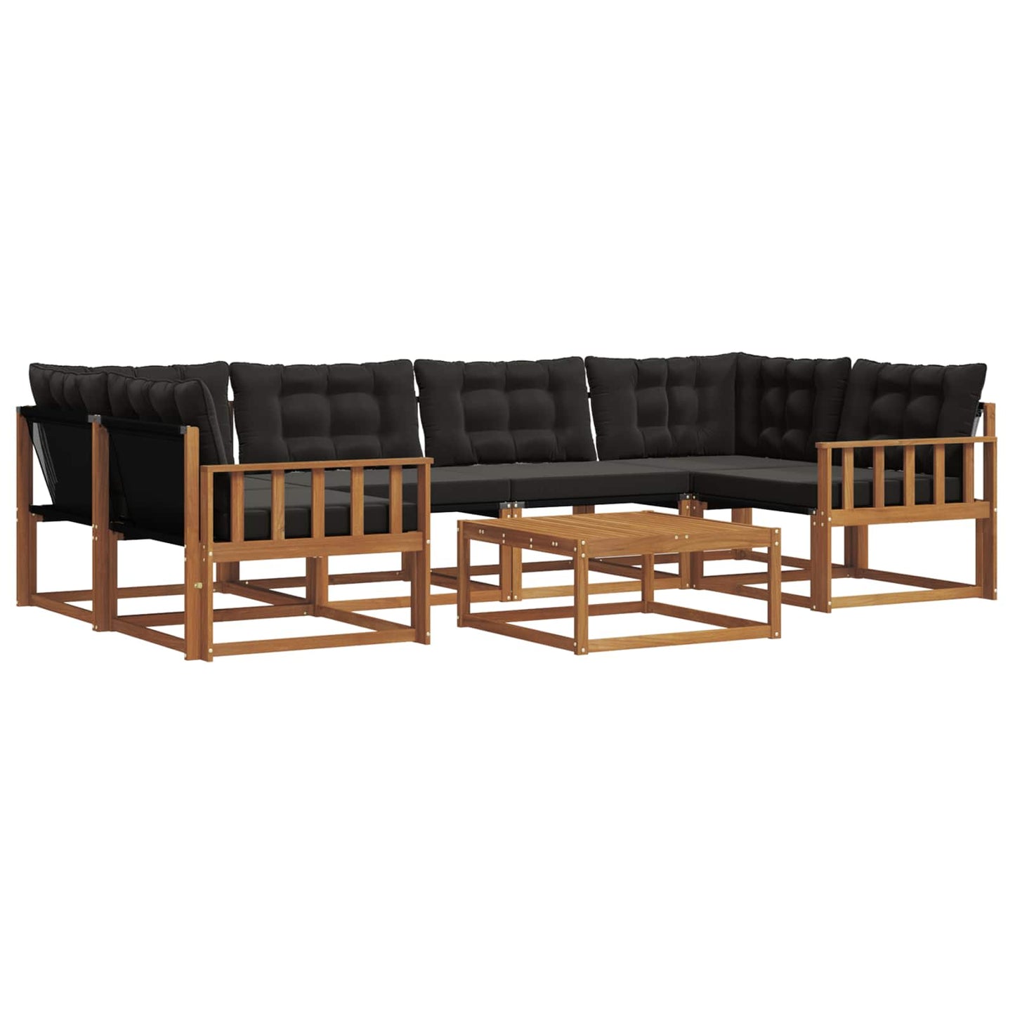 vidaXL Σειρά Καναπέ Εξωτερικού με μαξιλάρι 7 pcs Φυσικό και Μαύρο