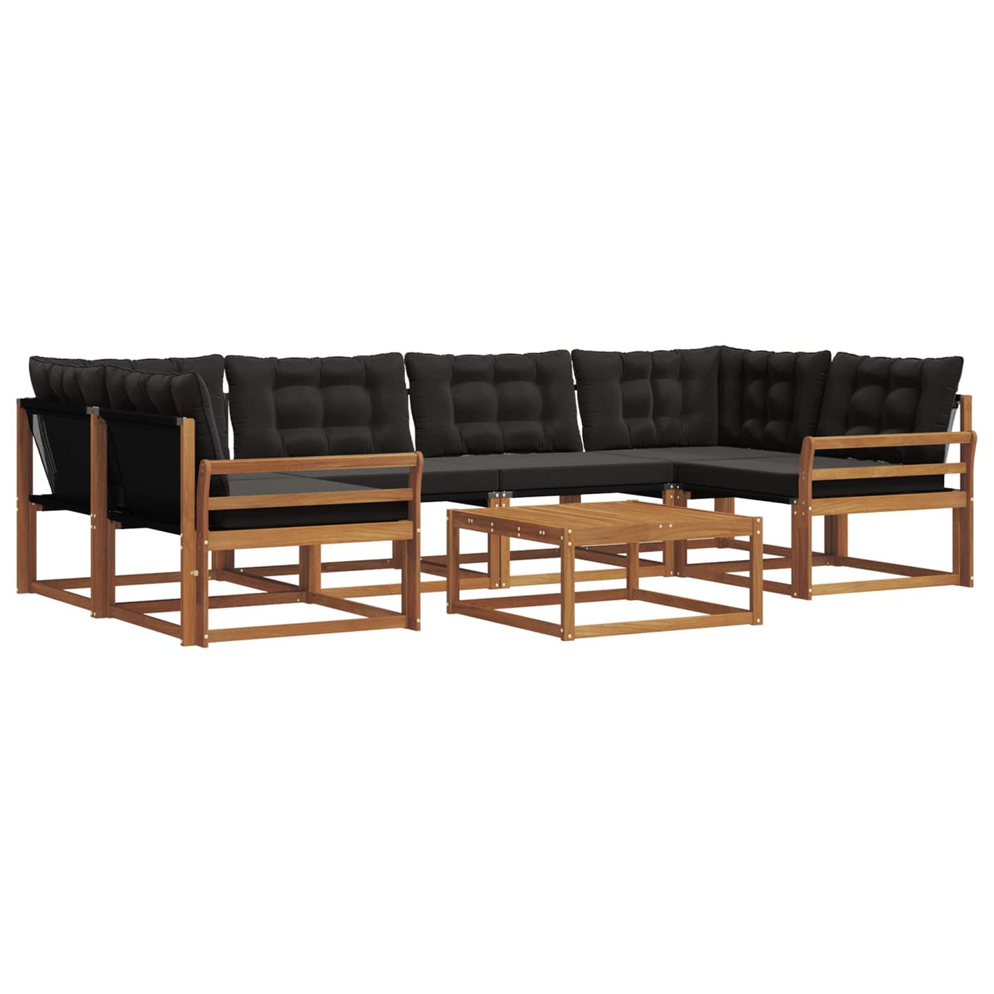 vidaXL Σειρά Καναπέ Εξωτερικού με μαξιλάρι 7 pcs Φυσικό και Μαύρο