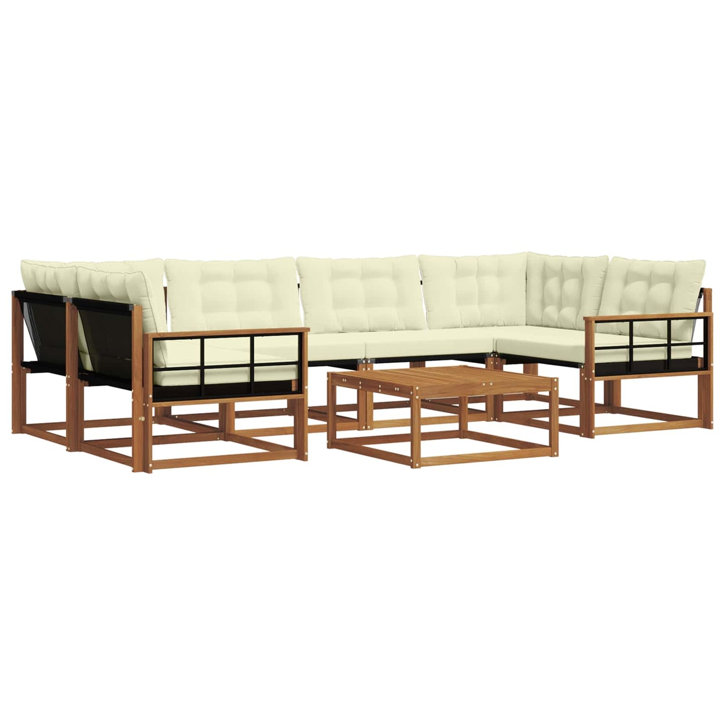 vidaXL Σειρά Καναπέ Εξωτερικού με μαξιλάρι 7 pcs Φυσικό και Κρέμα