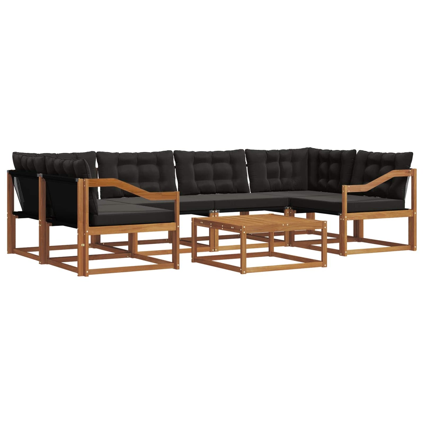 vidaXL Σειρά Καναπέ Εξωτερικού με μαξιλάρι 7 pcs Φυσικό και Μαύρο
