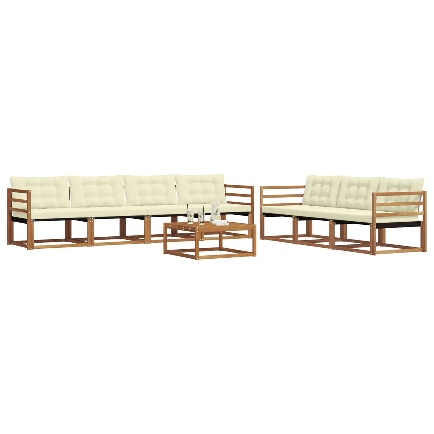 vidaXL Σειρά Καναπέ Εξωτερικού με μαξιλάρι 8 pcs Φυσικό και Κρέμα