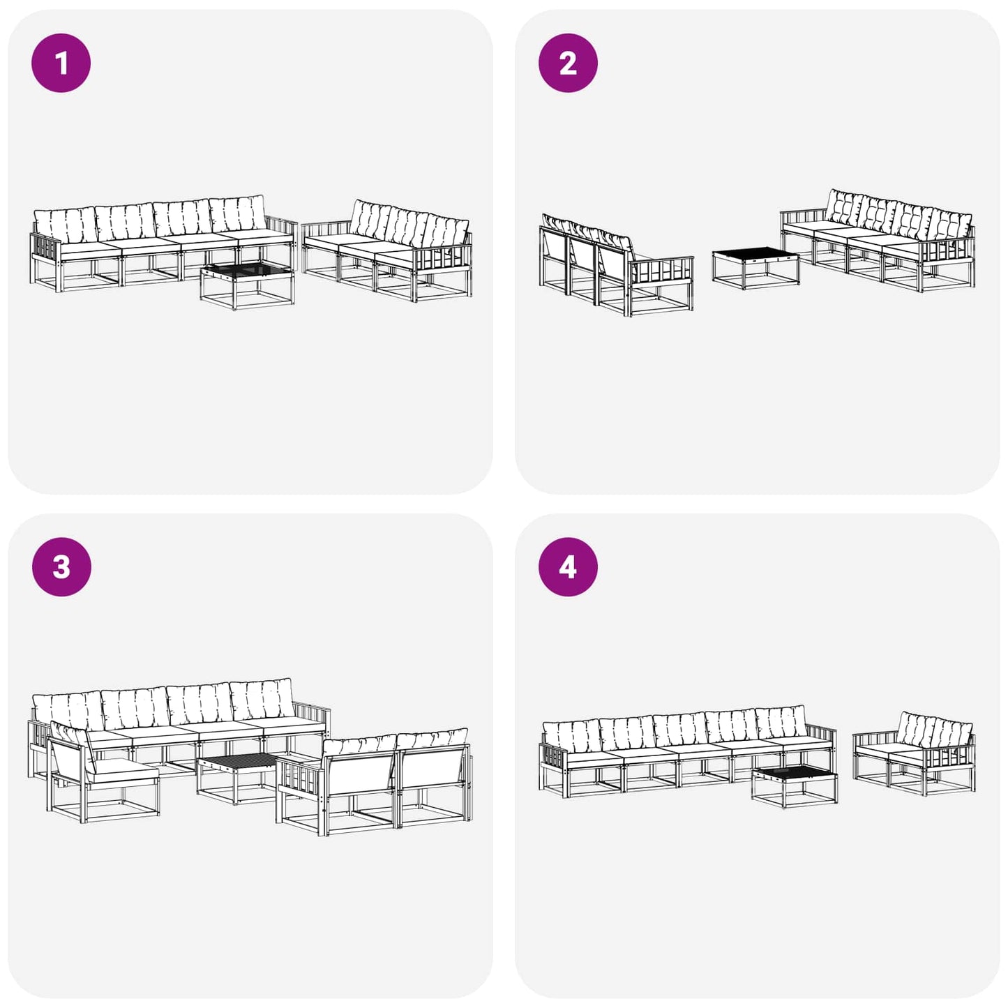 vidaXL Σειρά Καναπέ Εξωτερικού 8 pcs Φυσικό και Ανοιχτό Γκρι