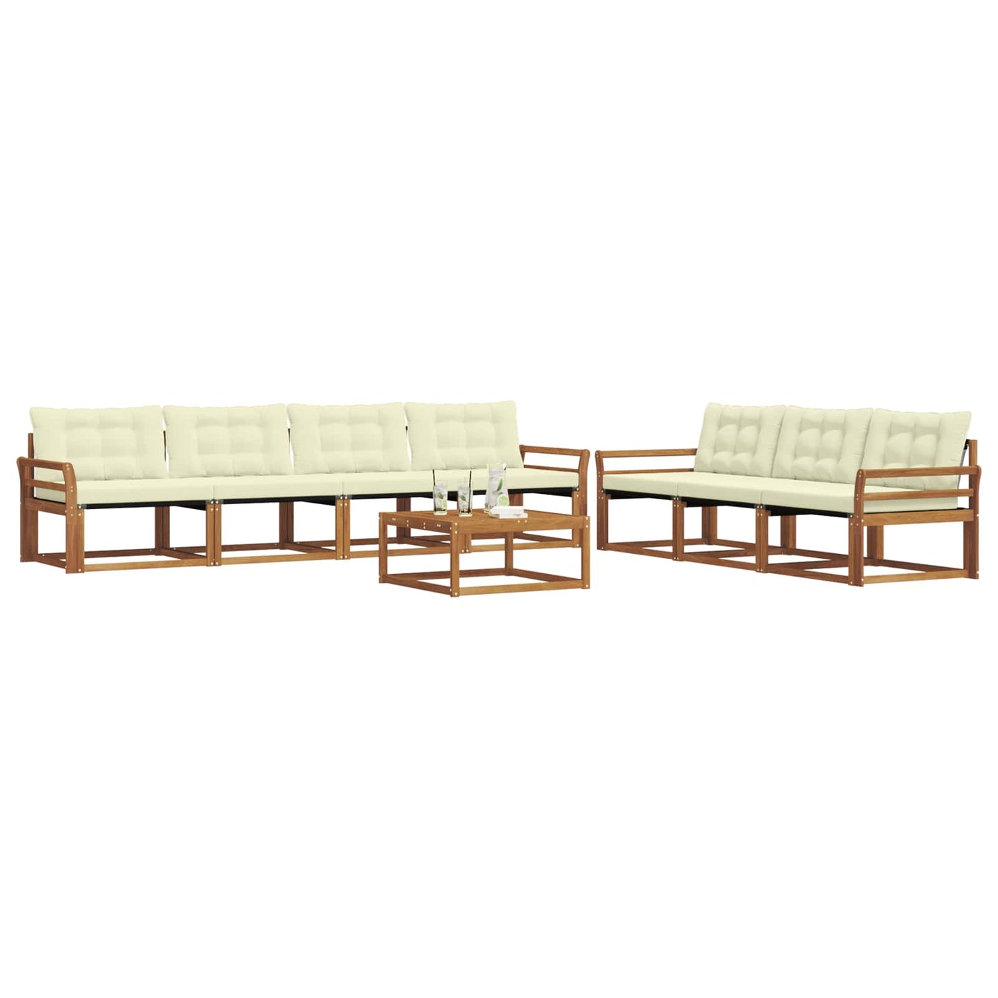 vidaXL Σειρά Καναπέ Εξωτερικού με μαξιλάρι 8 pcs Φυσικό και Κρέμα