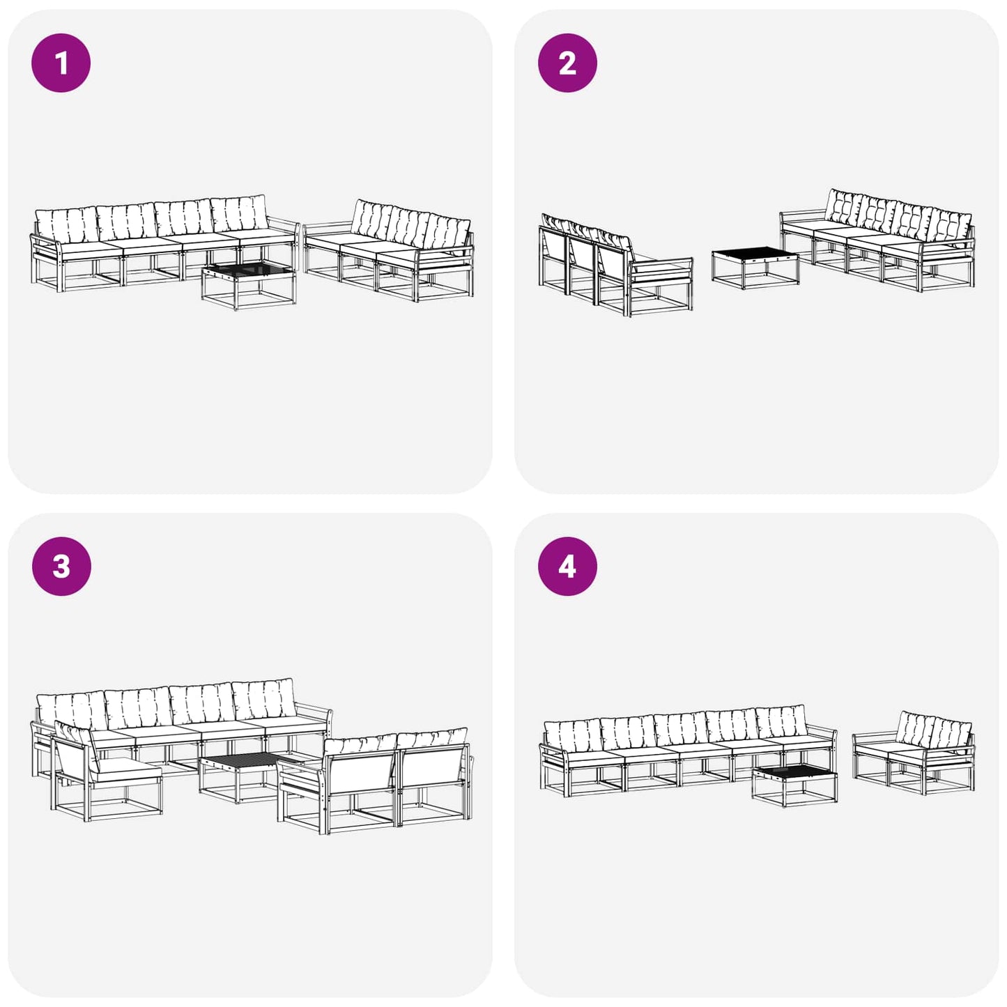 vidaXL Σειρά Καναπέ Εξωτερικού με μαξιλάρι 8 pcs Φυσικό και Κρέμα