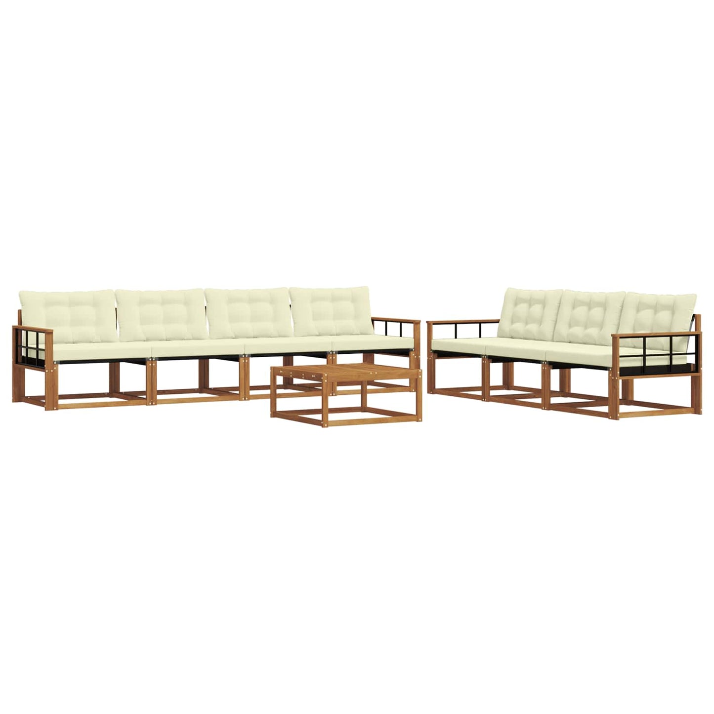 vidaXL Σειρά Καναπέ Εξωτερικού με μαξιλάρι 8 pcs Φυσικό και Κρέμα