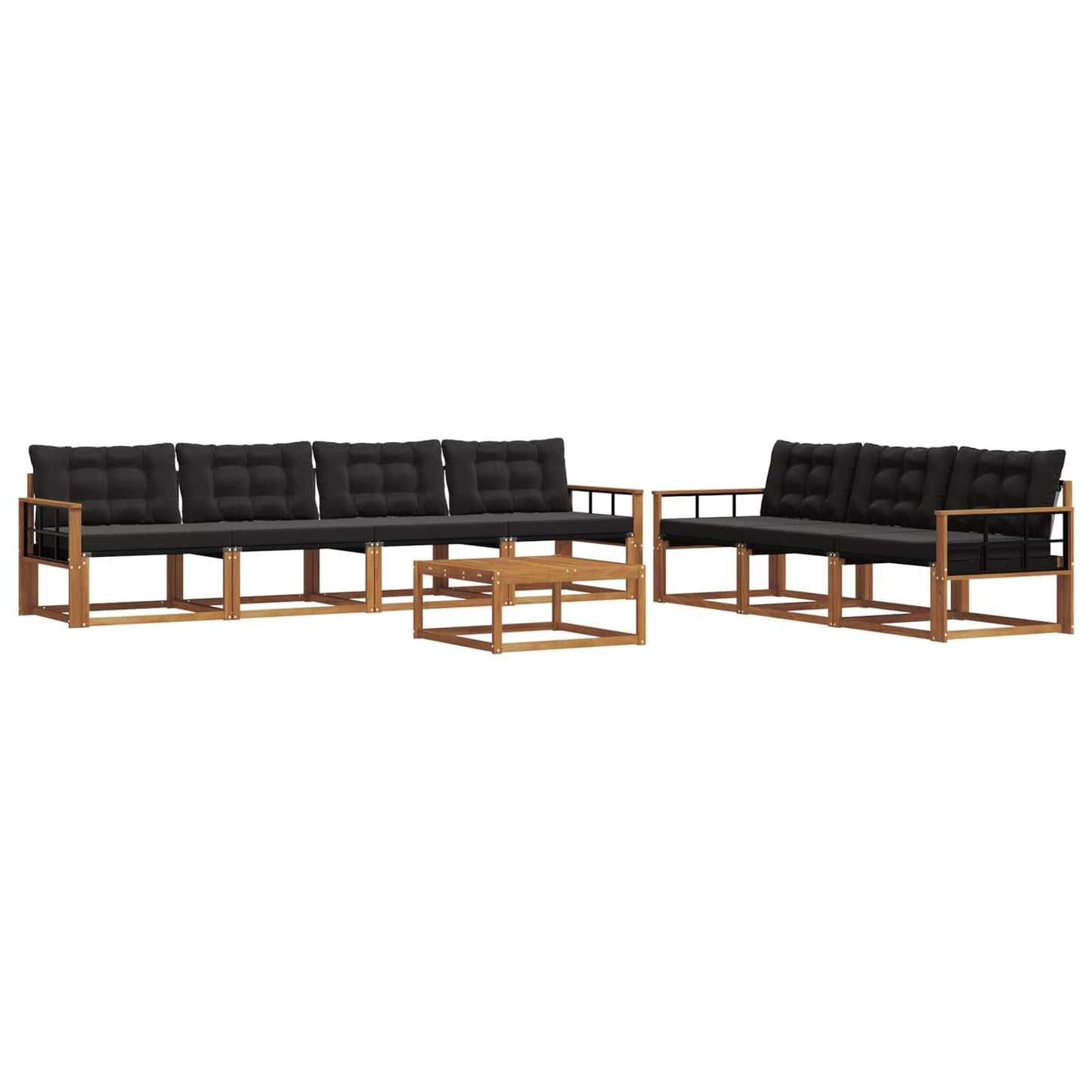 vidaXL Σειρά Καναπέ Εξωτερικού με μαξιλάρι 8 pcs Φυσικό και Μαύρο