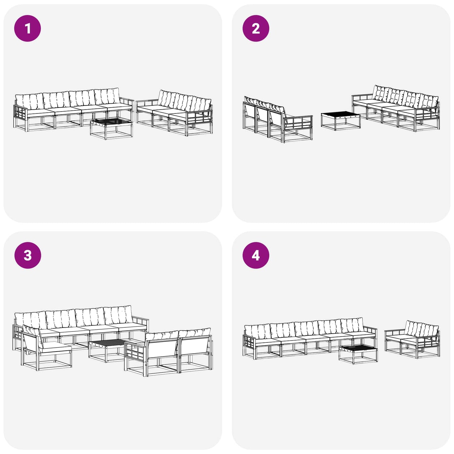 vidaXL Σειρά Καναπέ Εξωτερικού με μαξιλάρι 8 pcs Φυσικό και Μαύρο