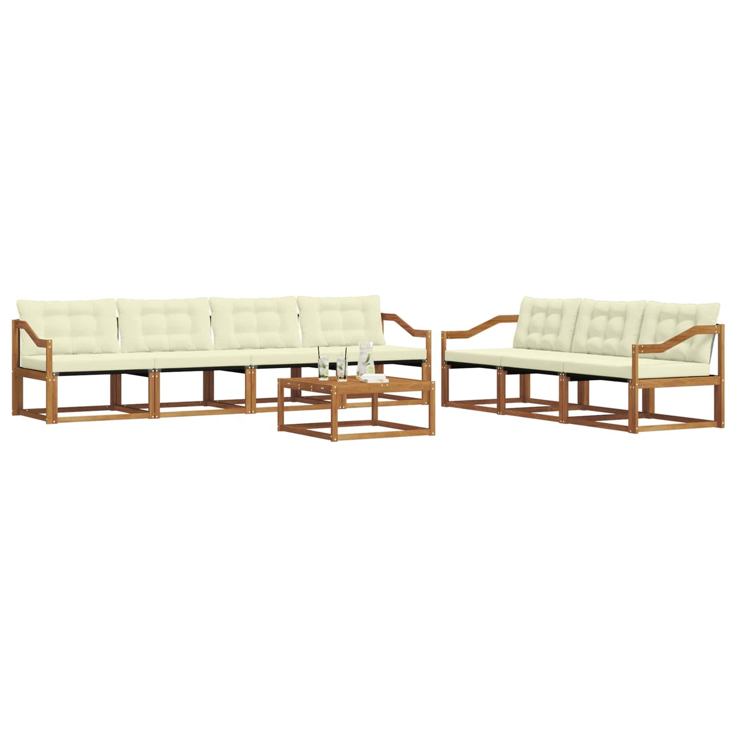 vidaXL Σειρά Καναπέ Εξωτερικού με μαξιλάρι 8 pcs Φυσικό και Κρέμα