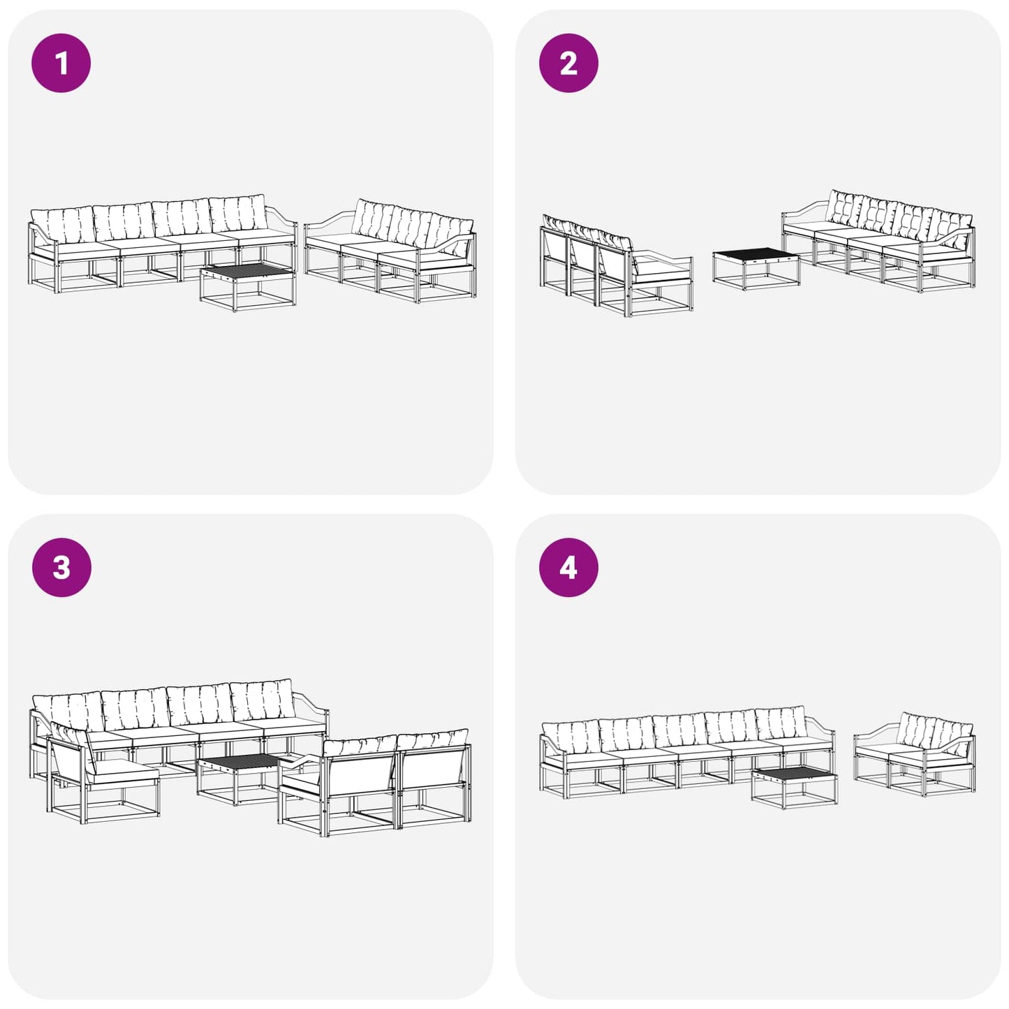 vidaXL Σειρά Καναπέ Εξωτερικού με μαξιλάρι 8 pcs Φυσικό και Κρέμα