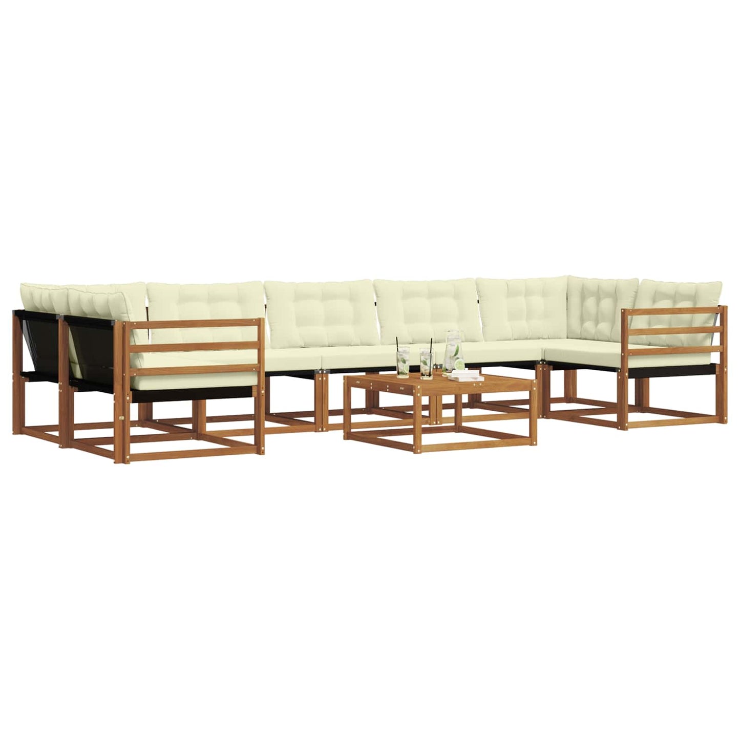 vidaXL Σειρά Καναπέ Εξωτερικού με μαξιλάρι 8 pcs Φυσικό και Κρέμα