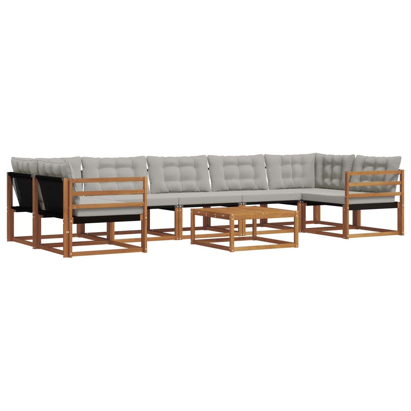 vidaXL Σειρά Καναπέ Εξωτερικού 8 pcs Φυσικό και Ανοιχτό Γκρι