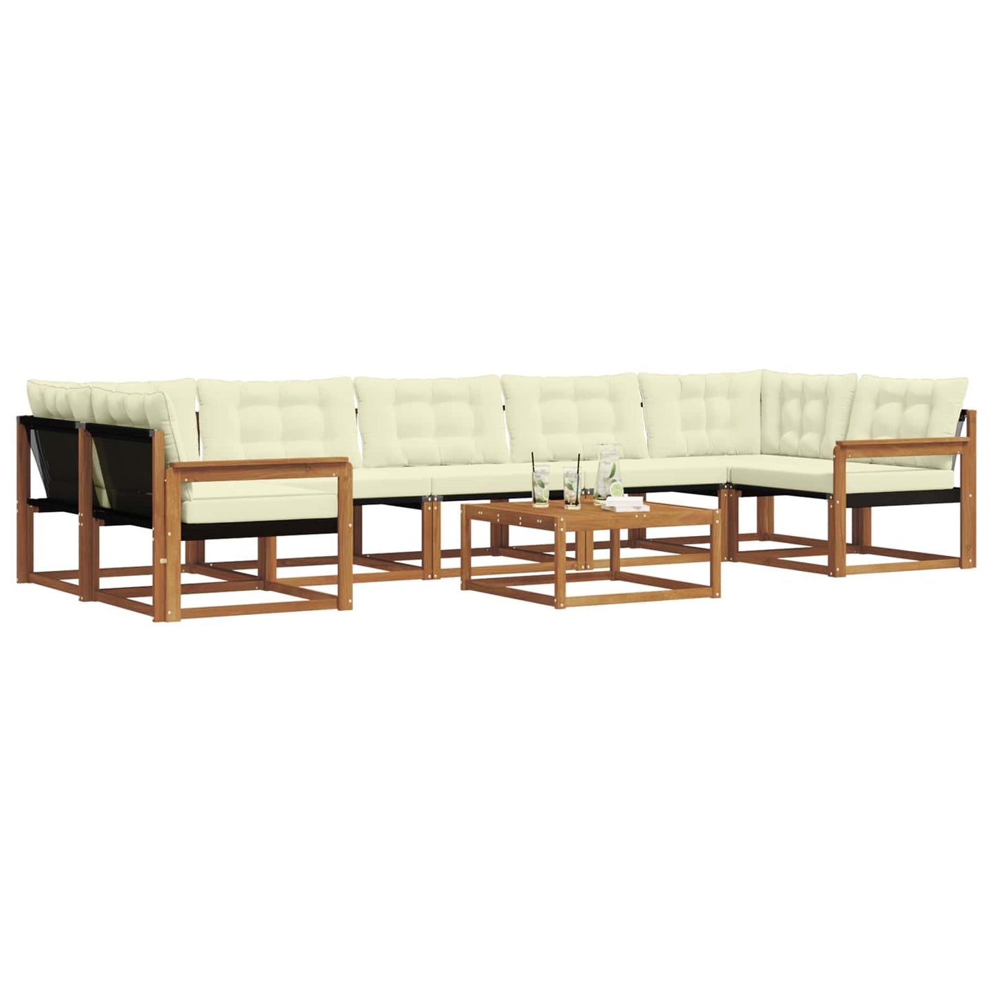 vidaXL Σειρά Καναπέ Εξωτερικού με μαξιλάρι 8 pcs Φυσικό και Κρέμα
