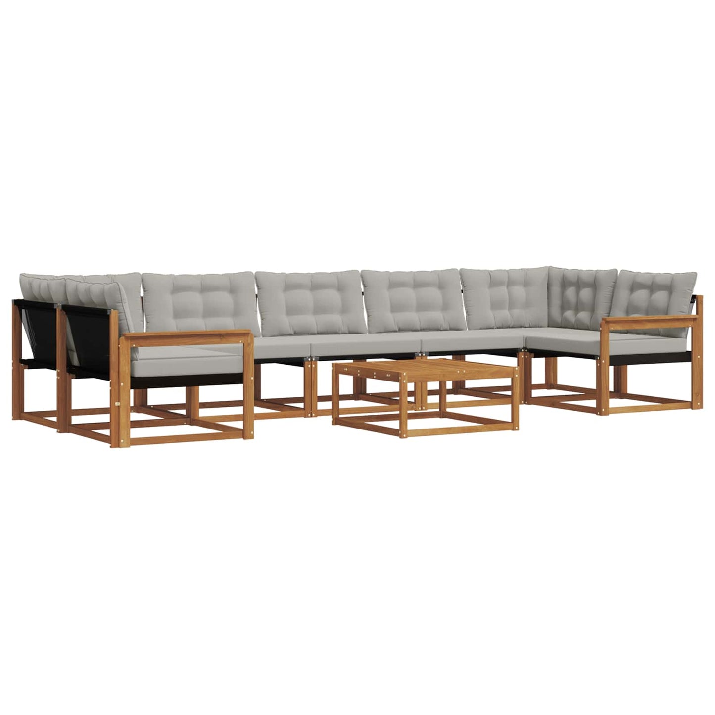 vidaXL Σειρά Καναπέ Εξωτερικού 8 pcs Φυσικό και Ανοιχτό Γκρι