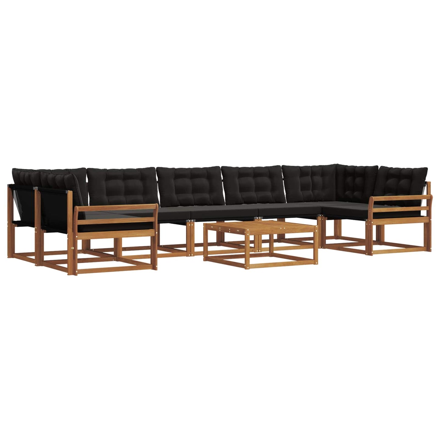 vidaXL Σειρά Καναπέ Εξωτερικού με μαξιλάρι 8 pcs Φυσικό και Μαύρο