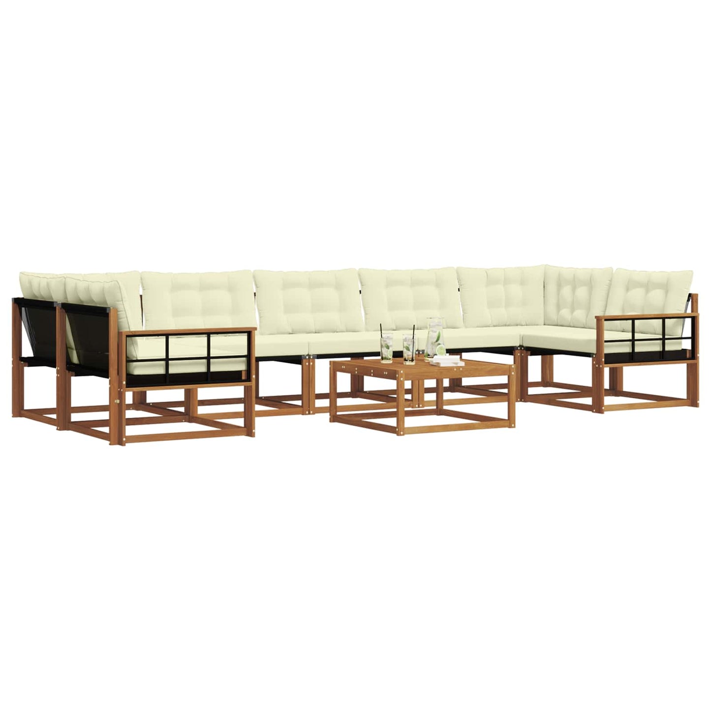 vidaXL Σειρά Καναπέ Εξωτερικού με μαξιλάρι 8 pcs Φυσικό και Κρέμα