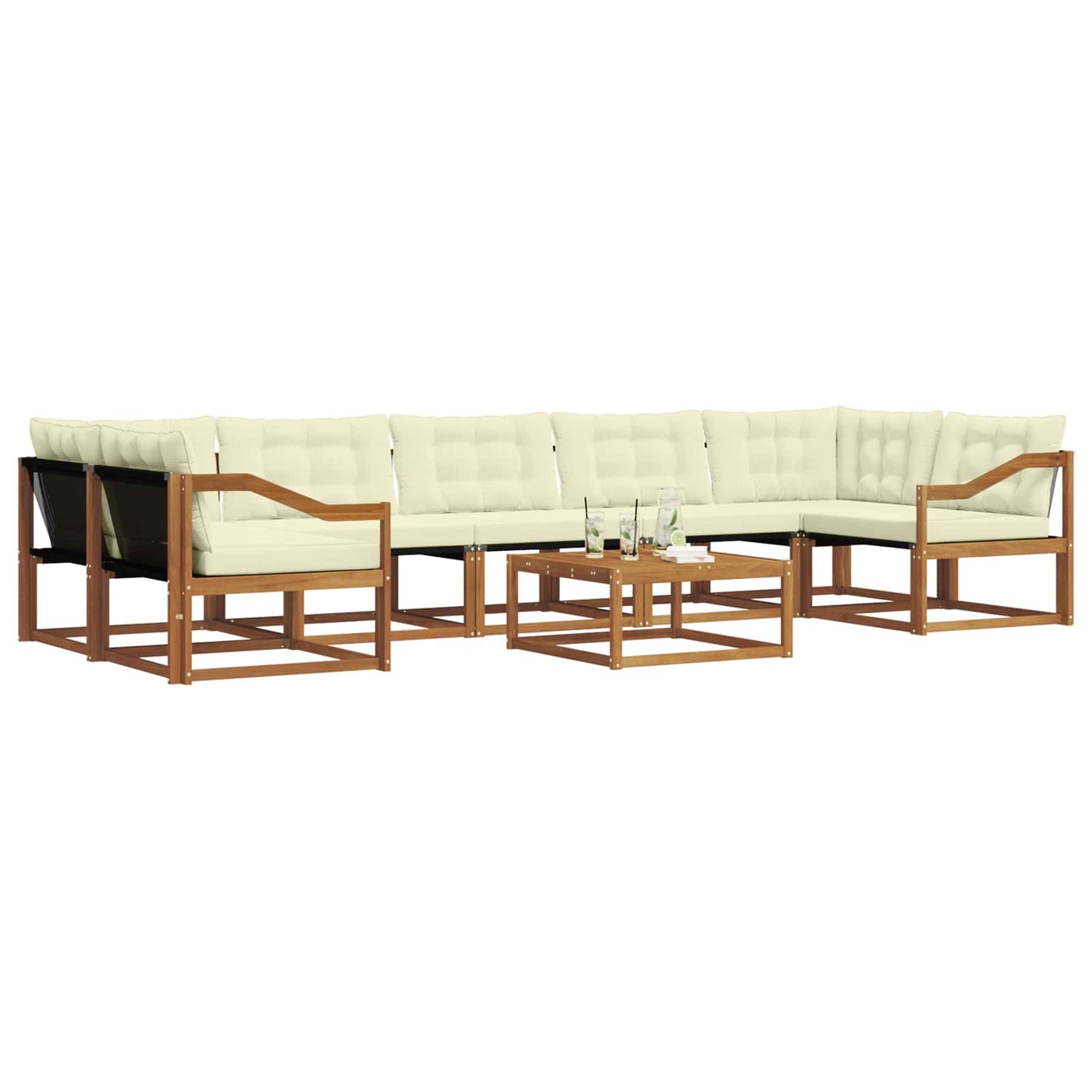 vidaXL Σειρά Καναπέ Εξωτερικού με μαξιλάρι 8 pcs Φυσικό και Κρέμα