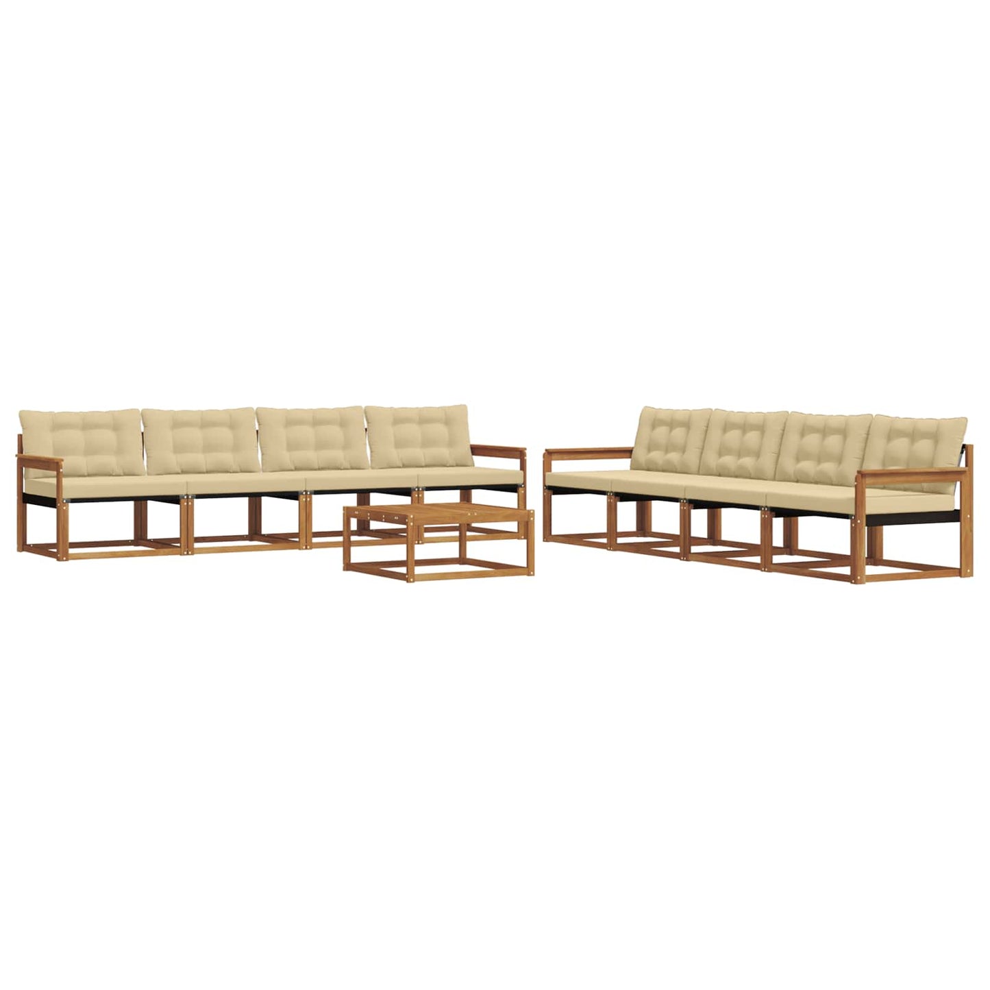 vidaXL Σειρά Καναπέ Εξωτερικού με μαξιλάρι 9 pcs Φυσικό και Μπεζ