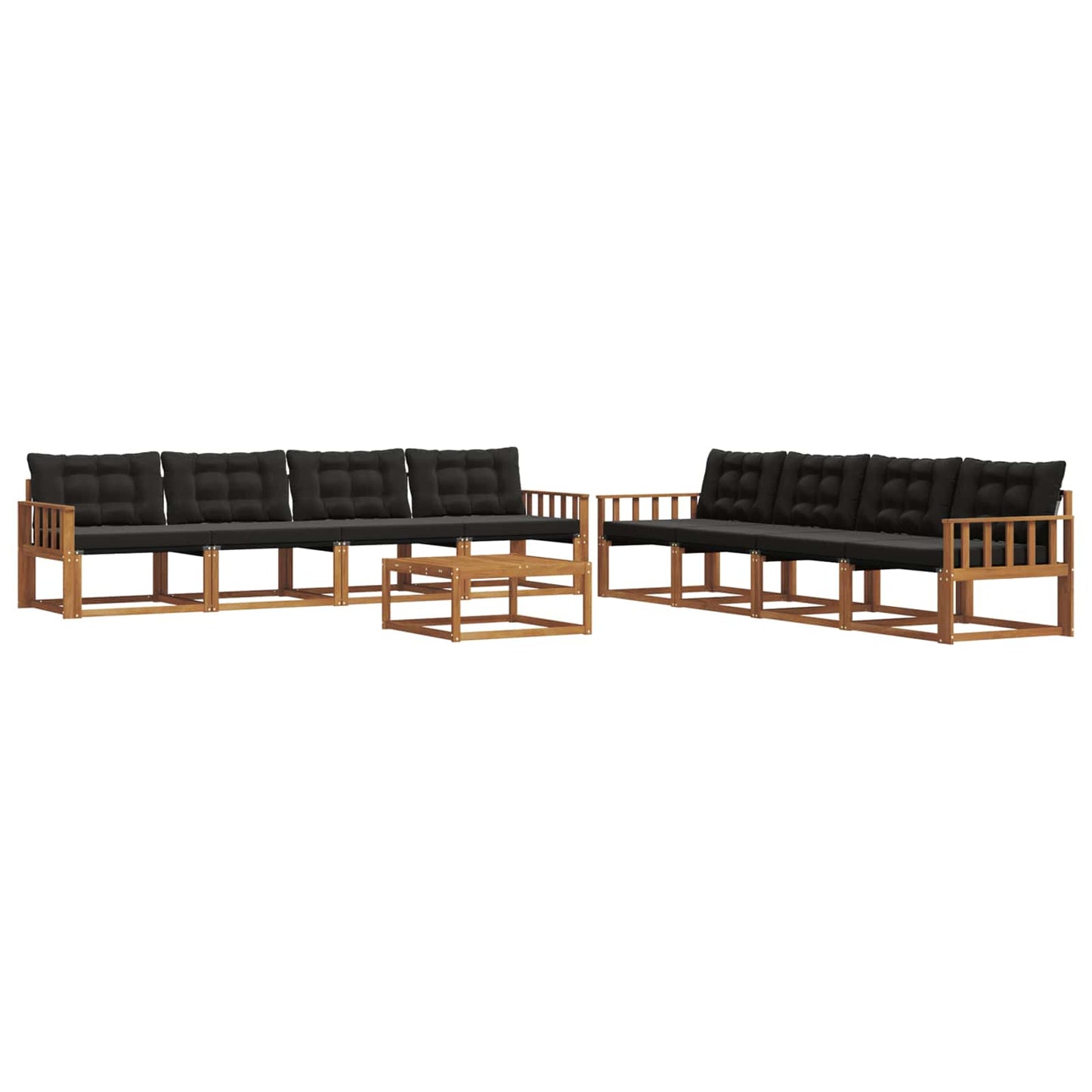 vidaXL Σειρά Καναπέ Εξωτερικού με μαξιλάρι 9 pcs Φυσικό και Μαύρο