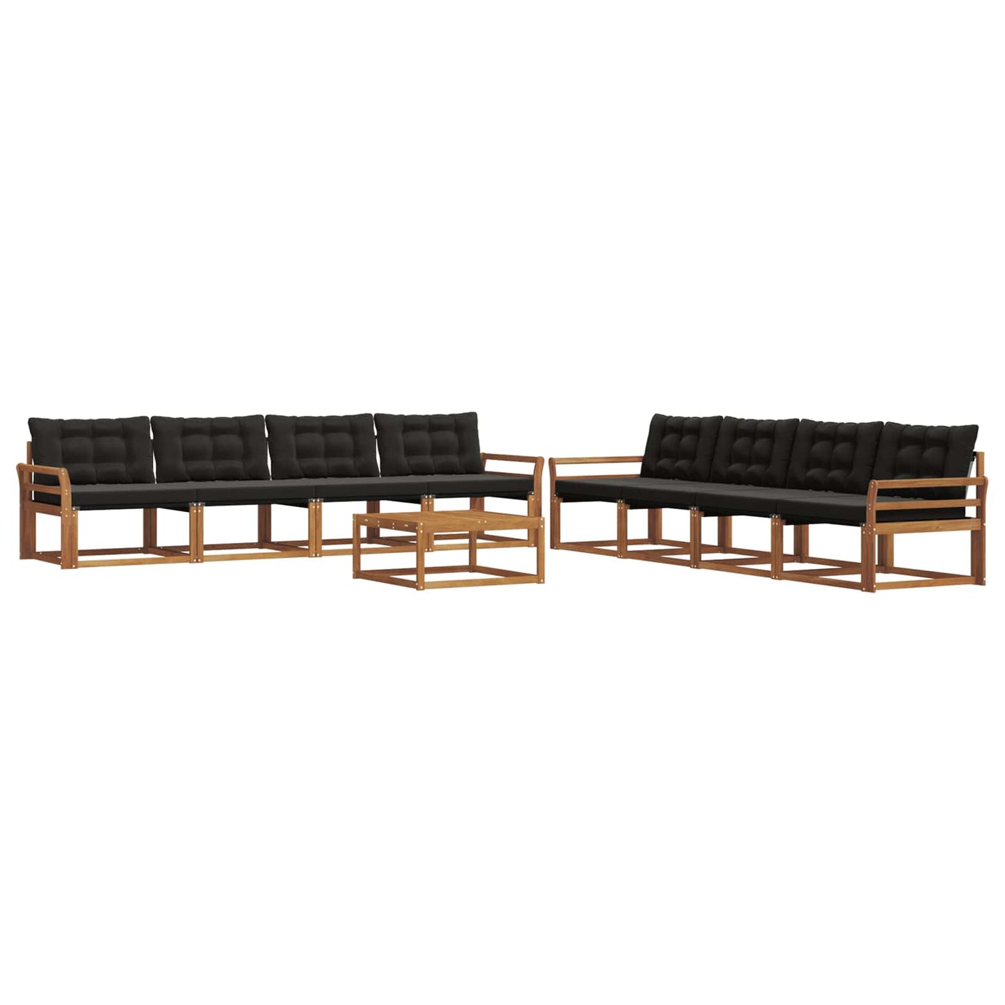 vidaXL Σειρά Καναπέ Εξωτερικού με μαξιλάρι 9 pcs Φυσικό και Μαύρο