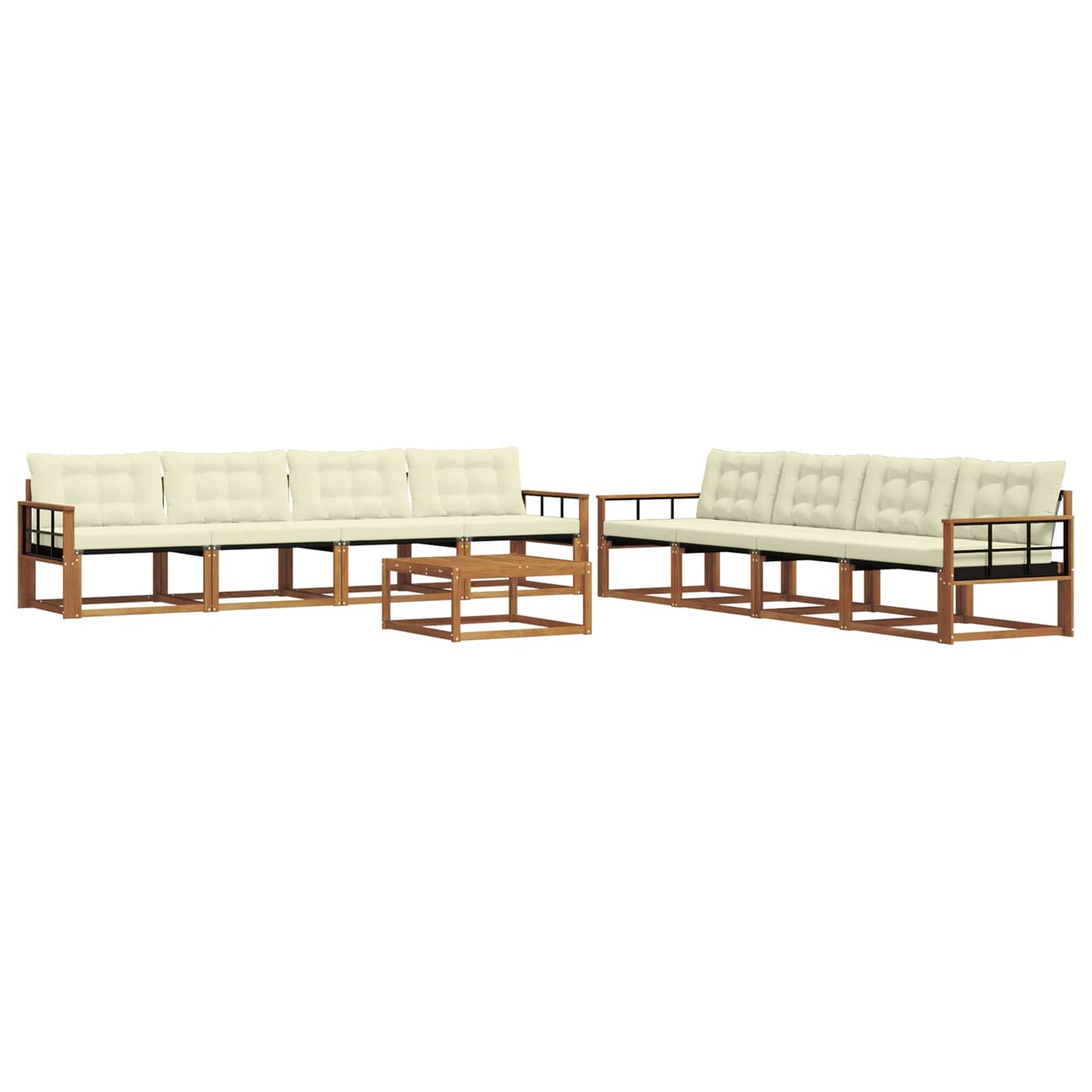 vidaXL Σειρά Καναπέ Εξωτερικού με μαξιλάρι 9 pcs Φυσικό και Κρέμα
