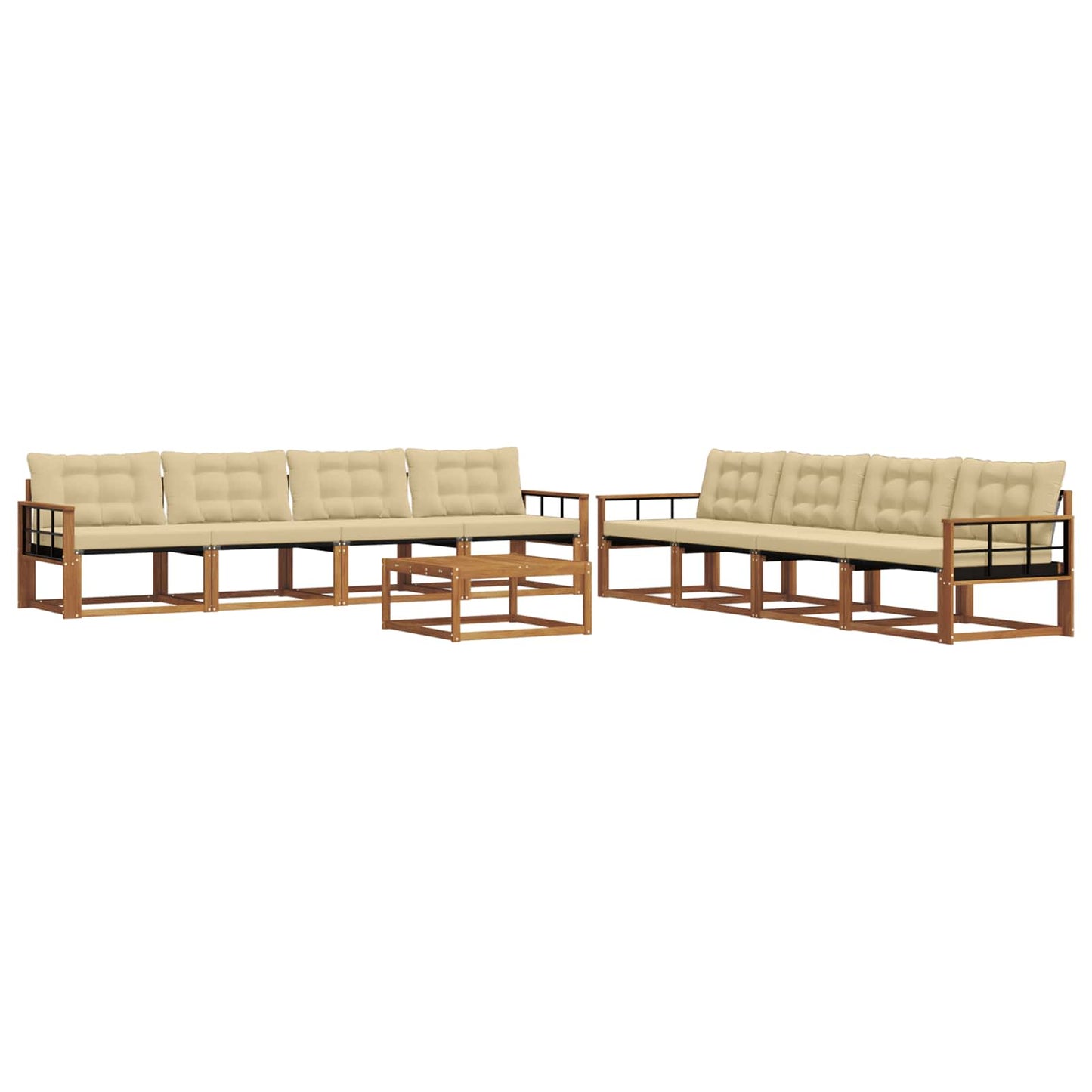 vidaXL Σειρά Καναπέ Εξωτερικού με μαξιλάρι 9 pcs Φυσικό και Μπεζ