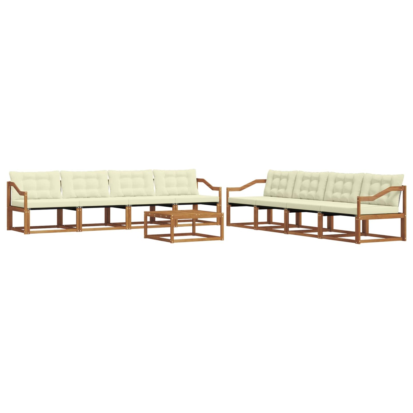 vidaXL Σειρά Καναπέ Εξωτερικού με μαξιλάρι 9 pcs Φυσικό και Κρέμα