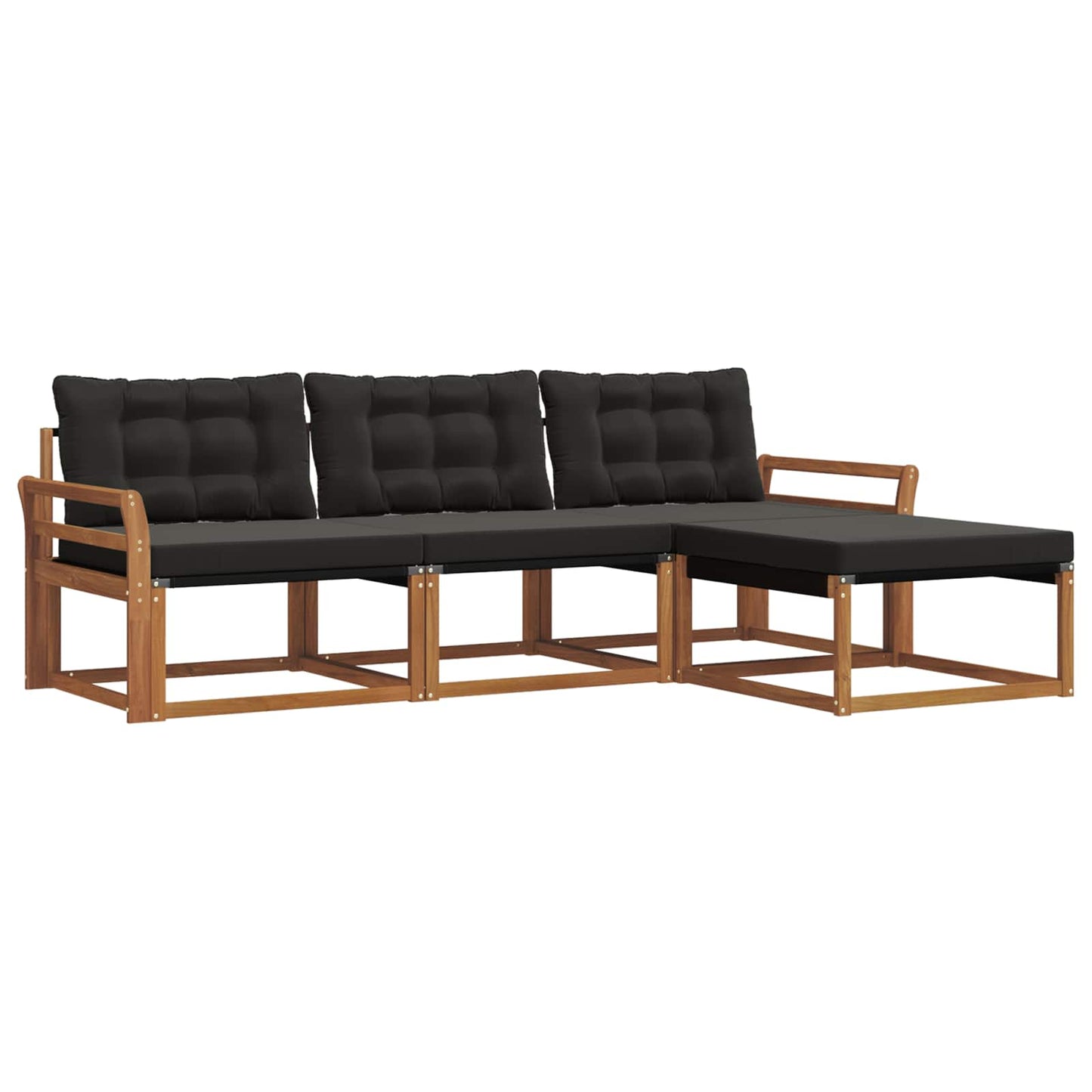 vidaXL Σειρά Καναπέ Εξωτερικού με μαξιλάρι 4 pcs Φυσικό και Μαύρο