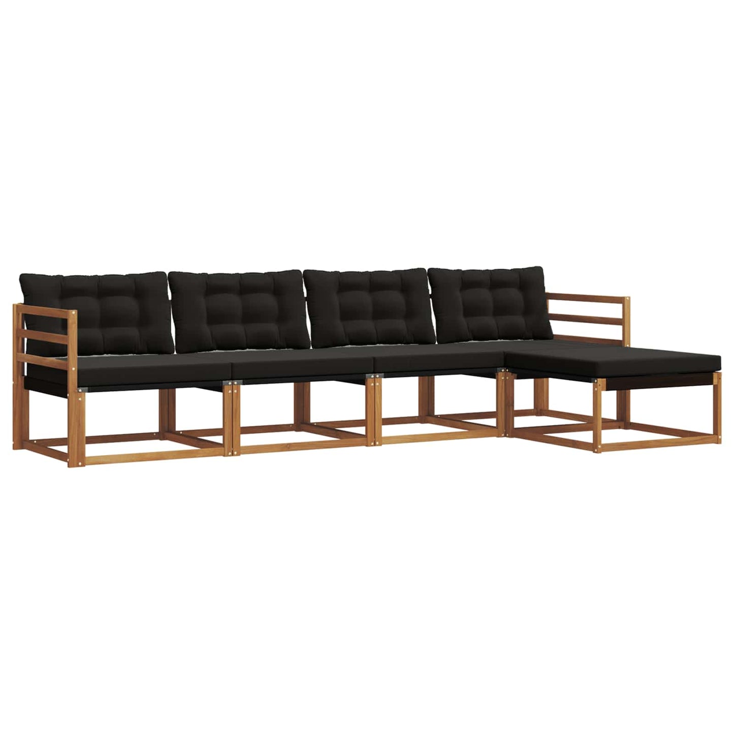 vidaXL Σειρά Καναπέ Εξωτερικού με μαξιλάρι 5 pcs Φυσικό και Μαύρο