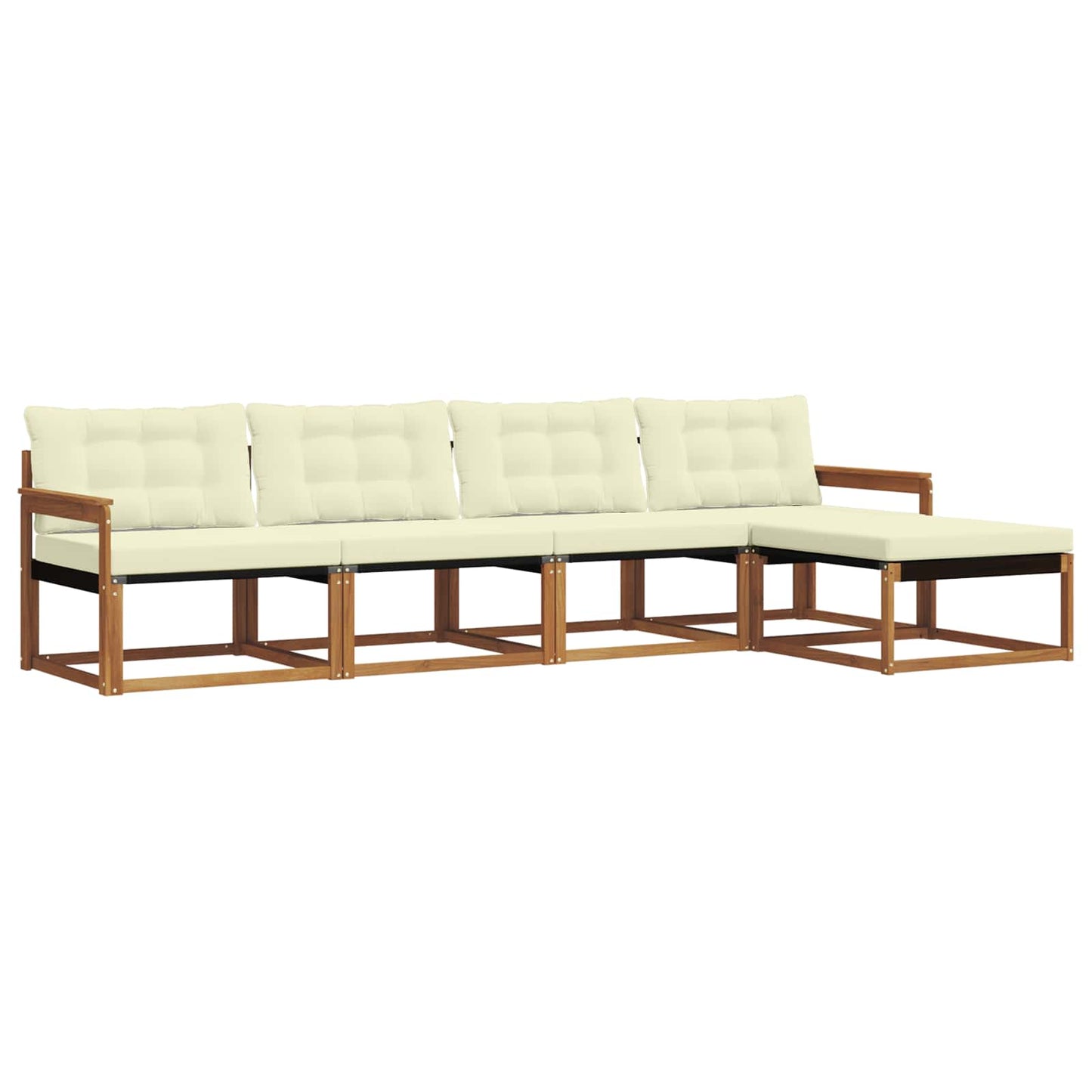 vidaXL Σειρά Καναπέ Εξωτερικού με μαξιλάρι 5 pcs Φυσικό και Κρέμα