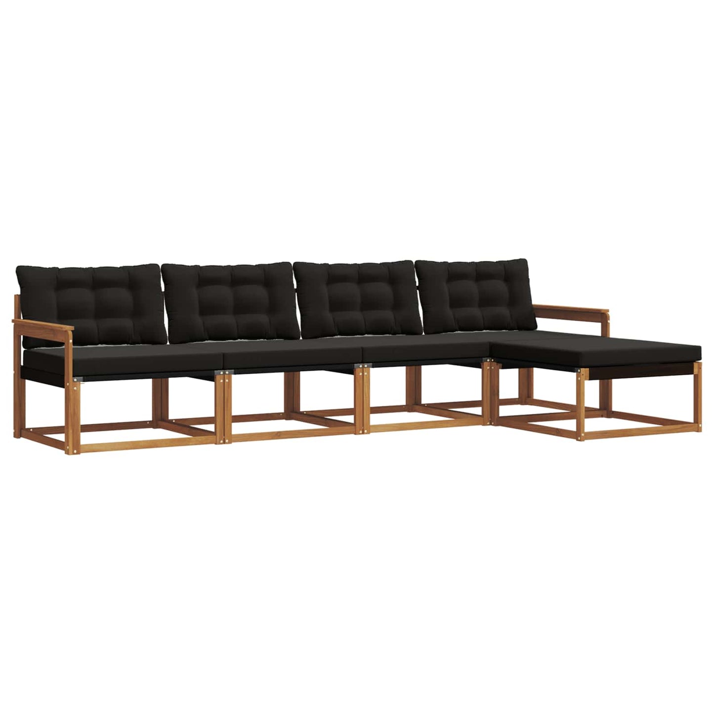 vidaXL Σειρά Καναπέ Εξωτερικού με μαξιλάρι 5 pcs Φυσικό και Μαύρο
