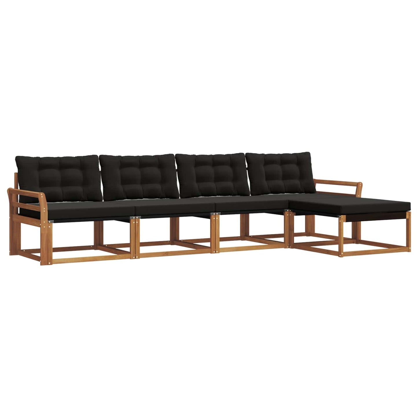 vidaXL Σειρά Καναπέ Εξωτερικού με μαξιλάρι 5 pcs Φυσικό και Μαύρο