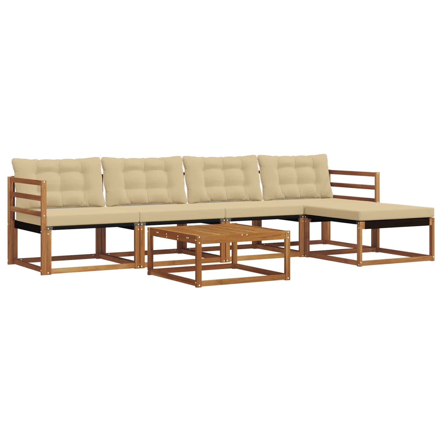 vidaXL Σειρά Καναπέ Εξωτερικού με μαξιλάρι 6 pcs Φυσικό και Μπεζ
