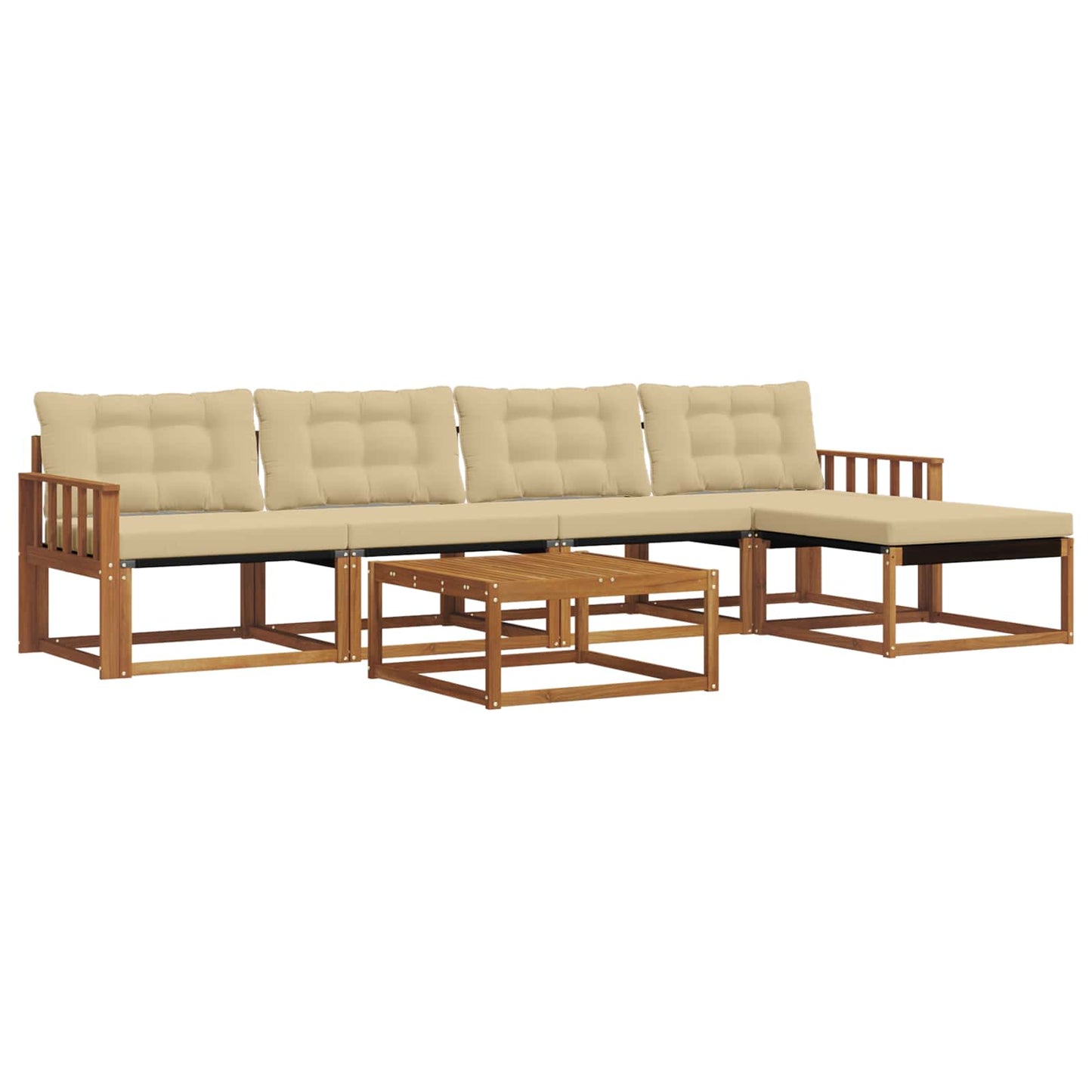 vidaXL Σειρά Καναπέ Εξωτερικού με μαξιλάρι 6 pcs Φυσικό και Μπεζ