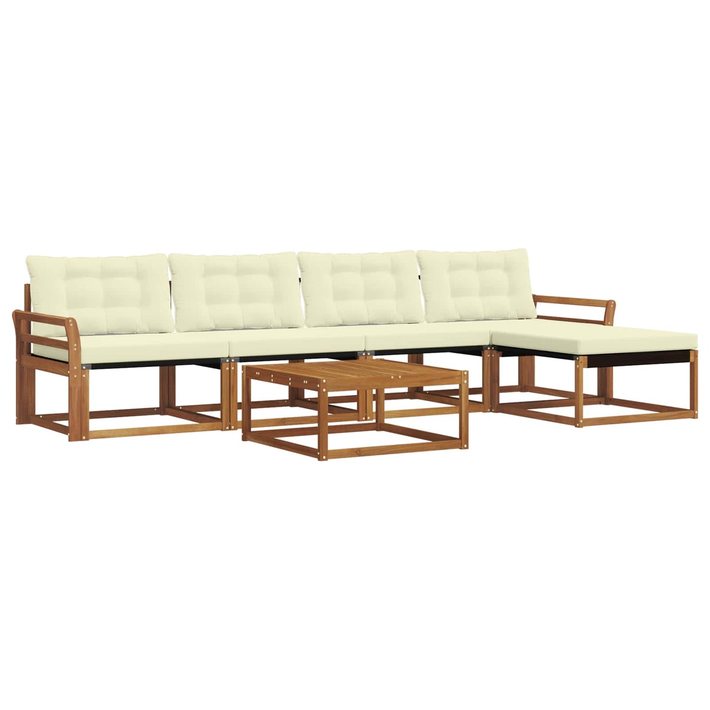 vidaXL Σειρά Καναπέ Εξωτερικού με μαξιλάρι 6 pcs Φυσικό και Κρέμα