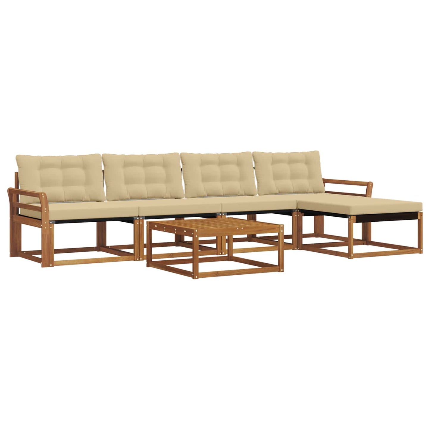 vidaXL Σειρά Καναπέ Εξωτερικού με μαξιλάρι 6 pcs Φυσικό και Μπεζ