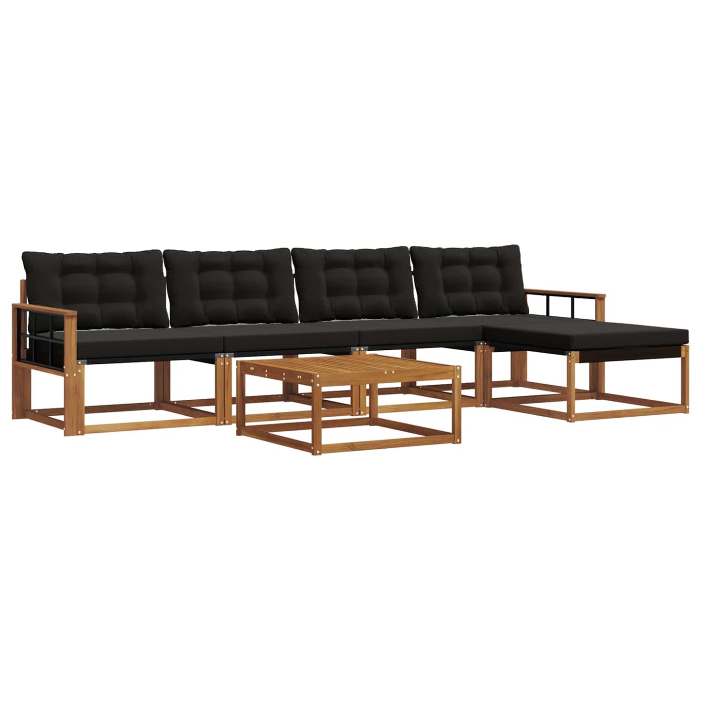 vidaXL Σειρά Καναπέ Εξωτερικού με μαξιλάρι 6 pcs Φυσικό και Μαύρο