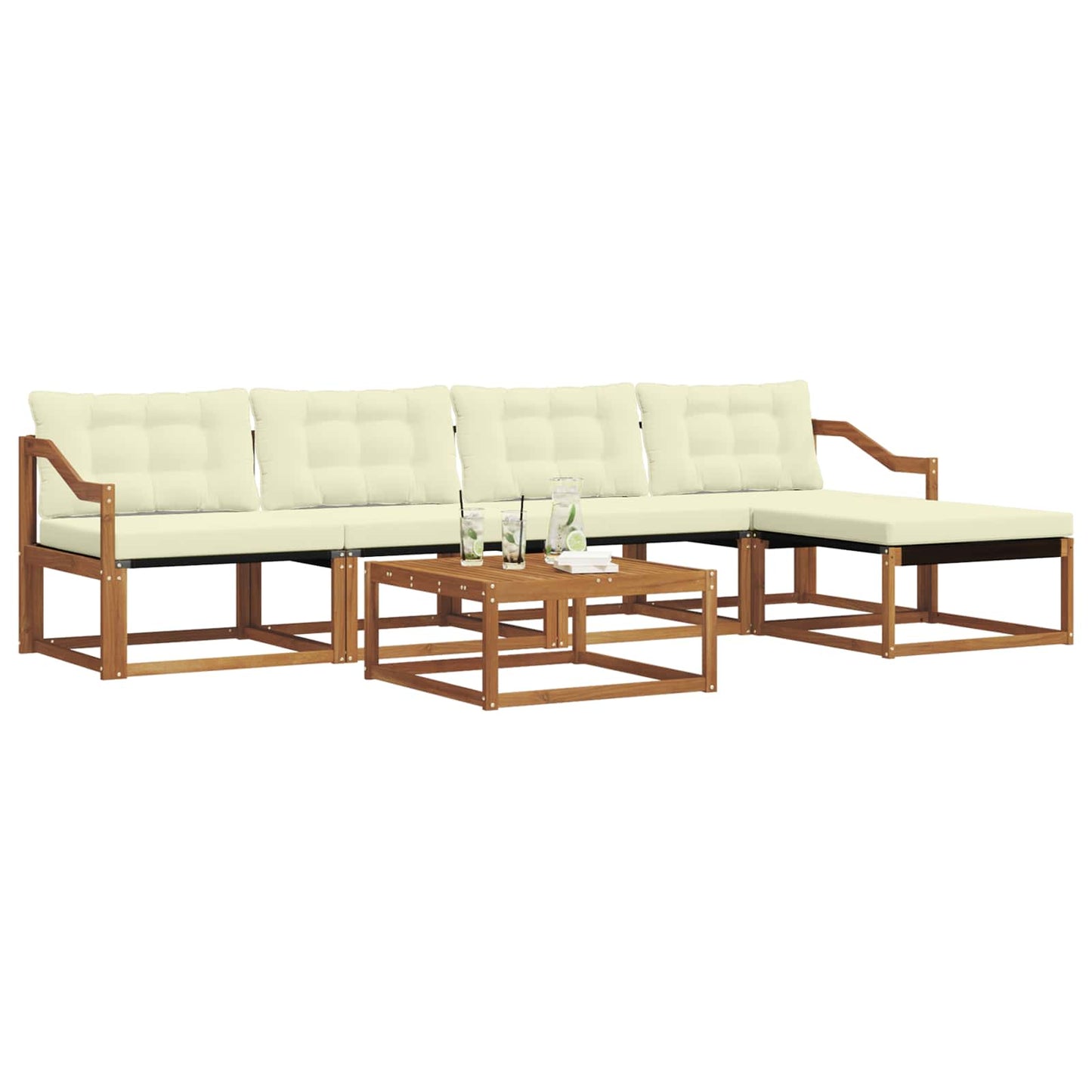 vidaXL Σειρά Καναπέ Εξωτερικού με μαξιλάρι 6 pcs Φυσικό και Κρέμα