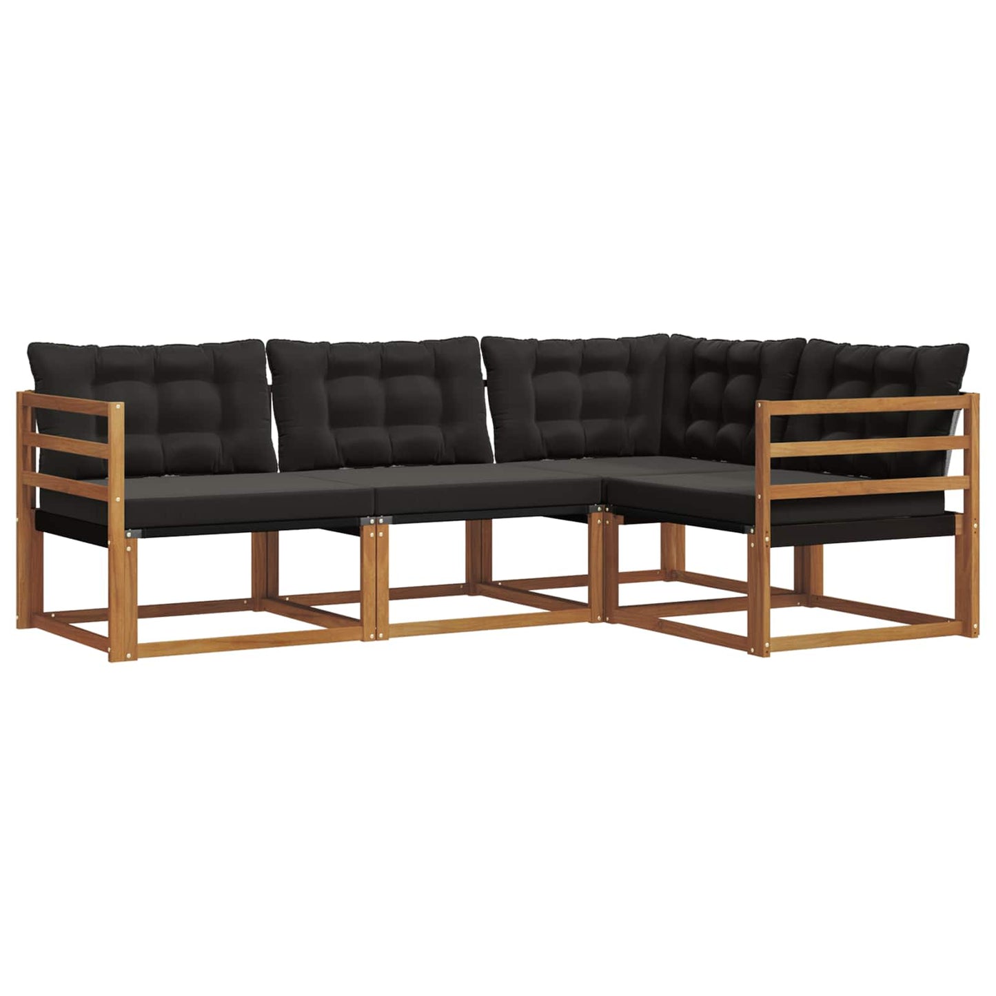 vidaXL Σειρά Καναπέ Εξωτερικού με μαξιλάρι 4 pcs Φυσικό και Μαύρο