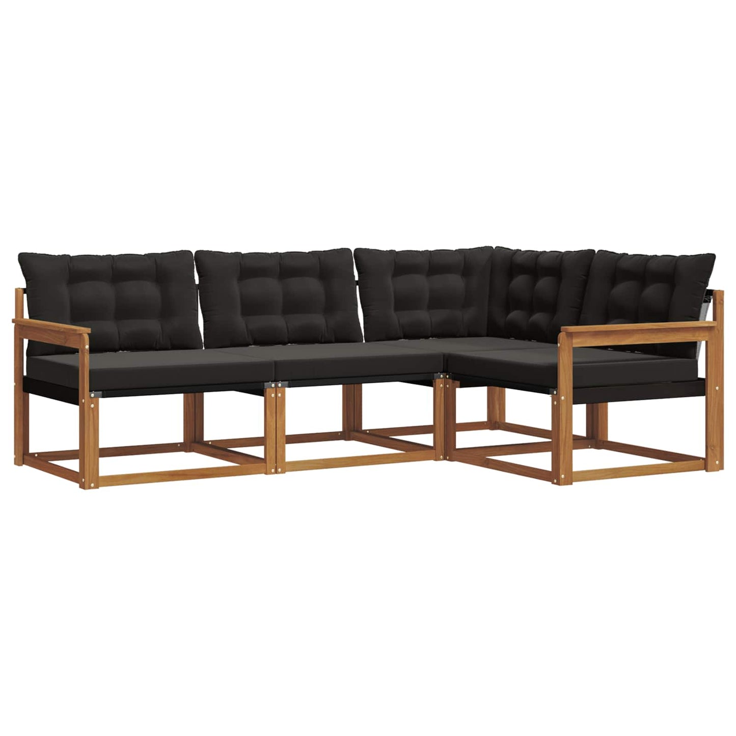 vidaXL Σειρά Καναπέ Εξωτερικού με μαξιλάρι 4 pcs Φυσικό και Μαύρο